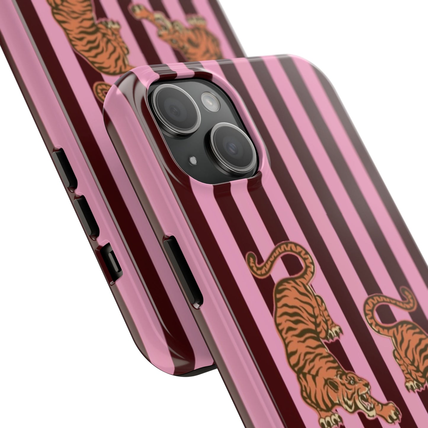 Tigress Phone Case in Burgundy & Pink
