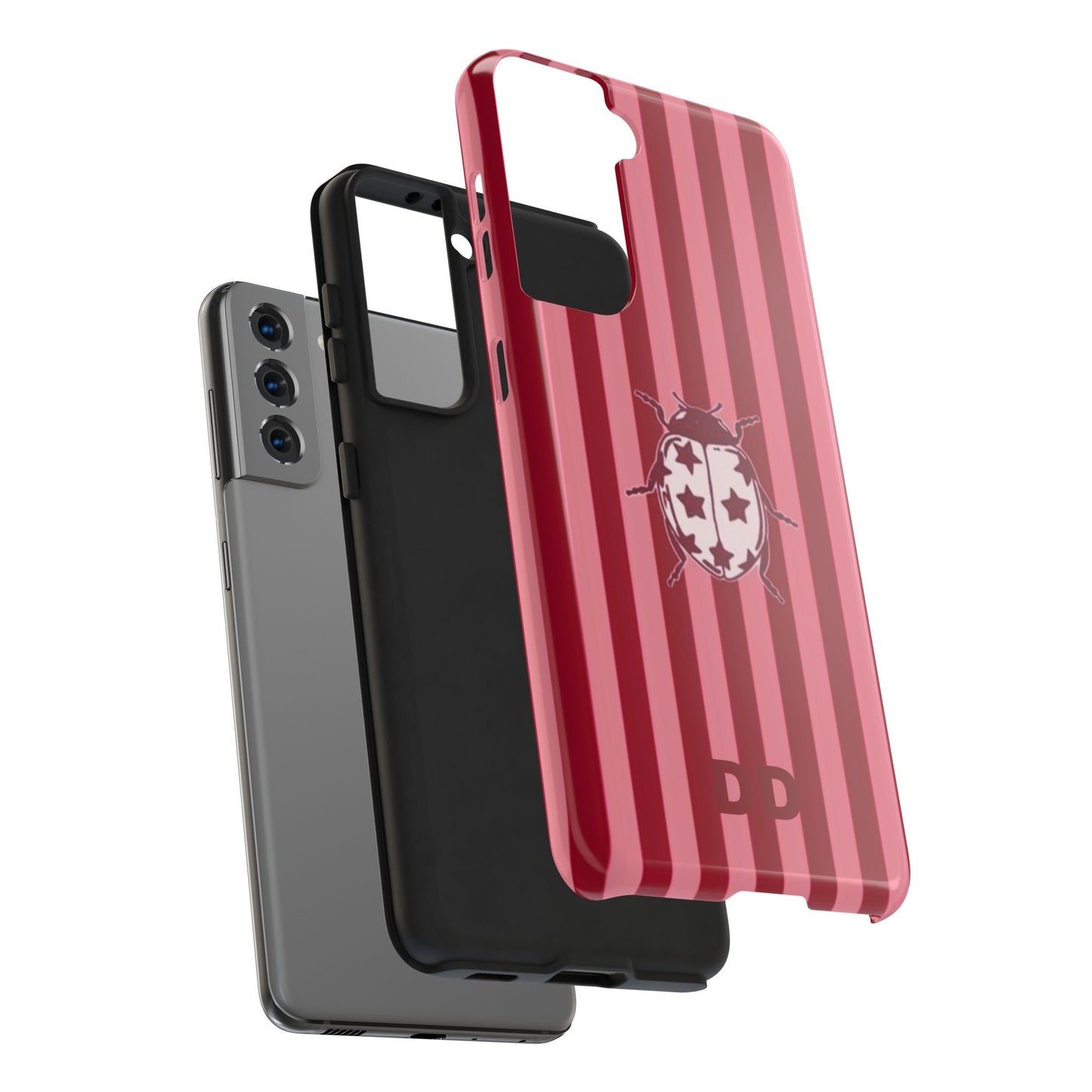 Ladybug Phone Case in Red & Pink Stripe