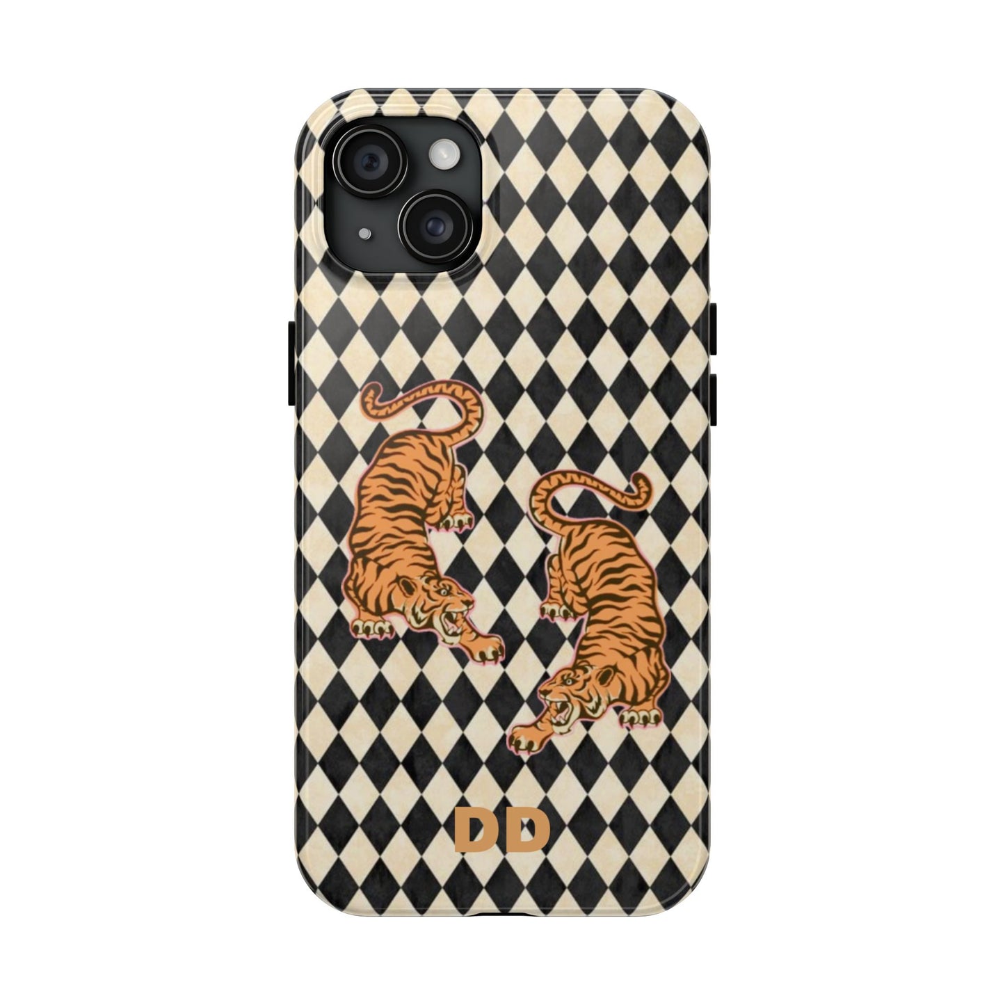 Tigress Phone Case in Black & White Diamonds