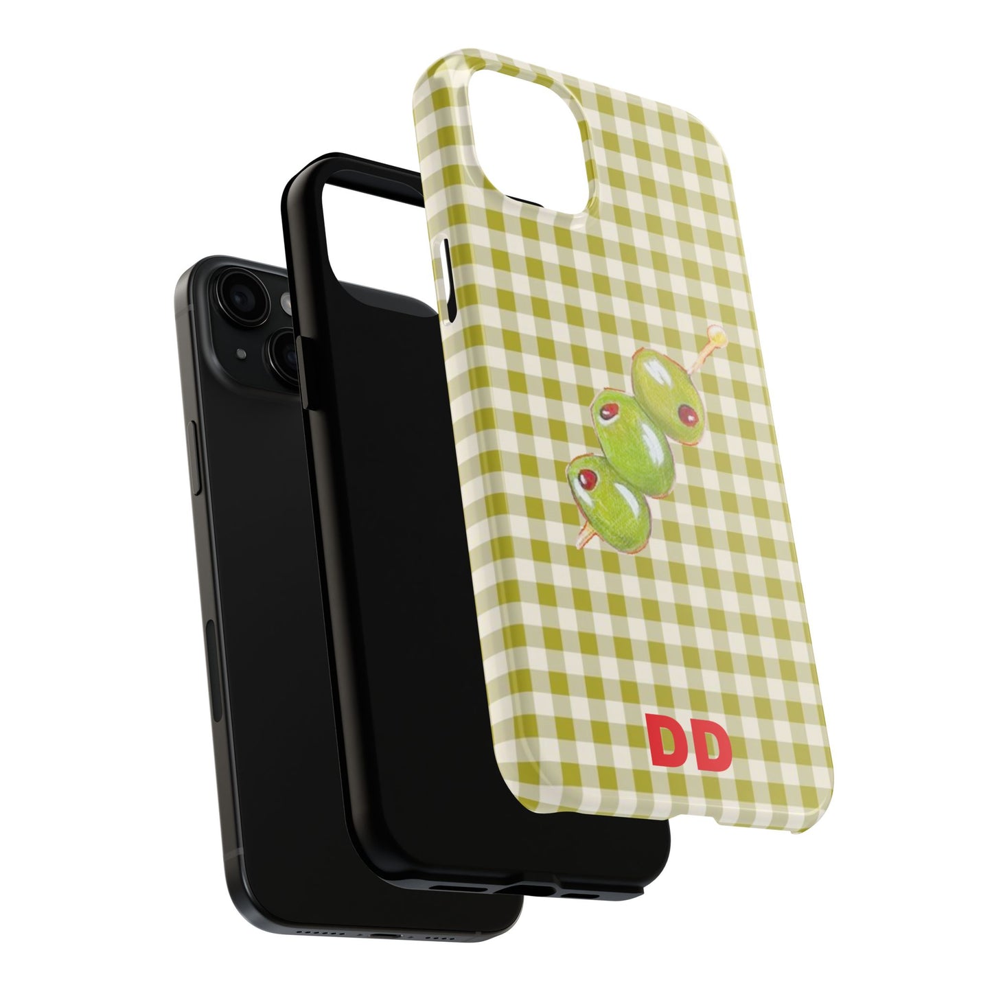 Olive Phone Case in Pear Green Checker