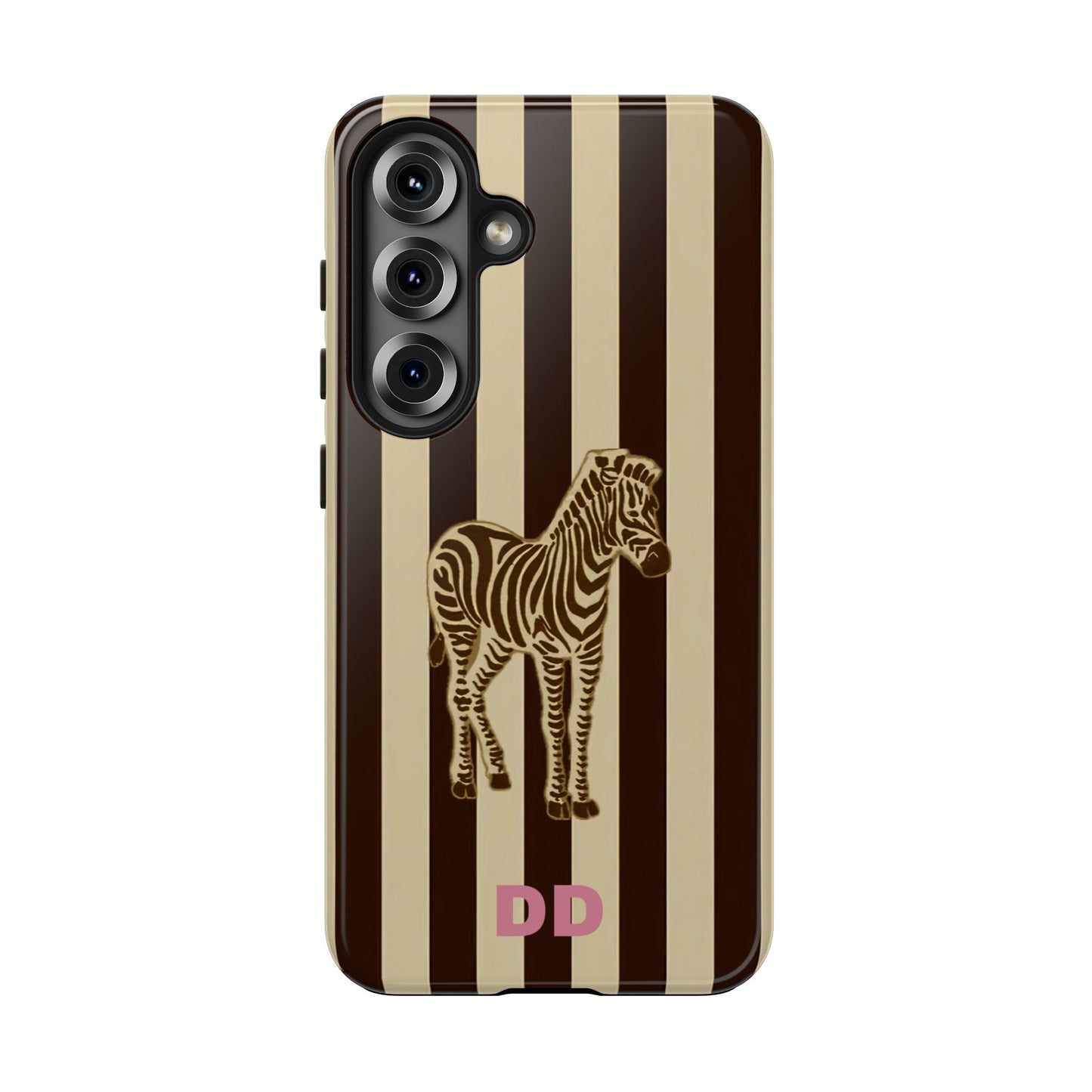 Zebra Phone Case in Chestnut & Crème Stripe