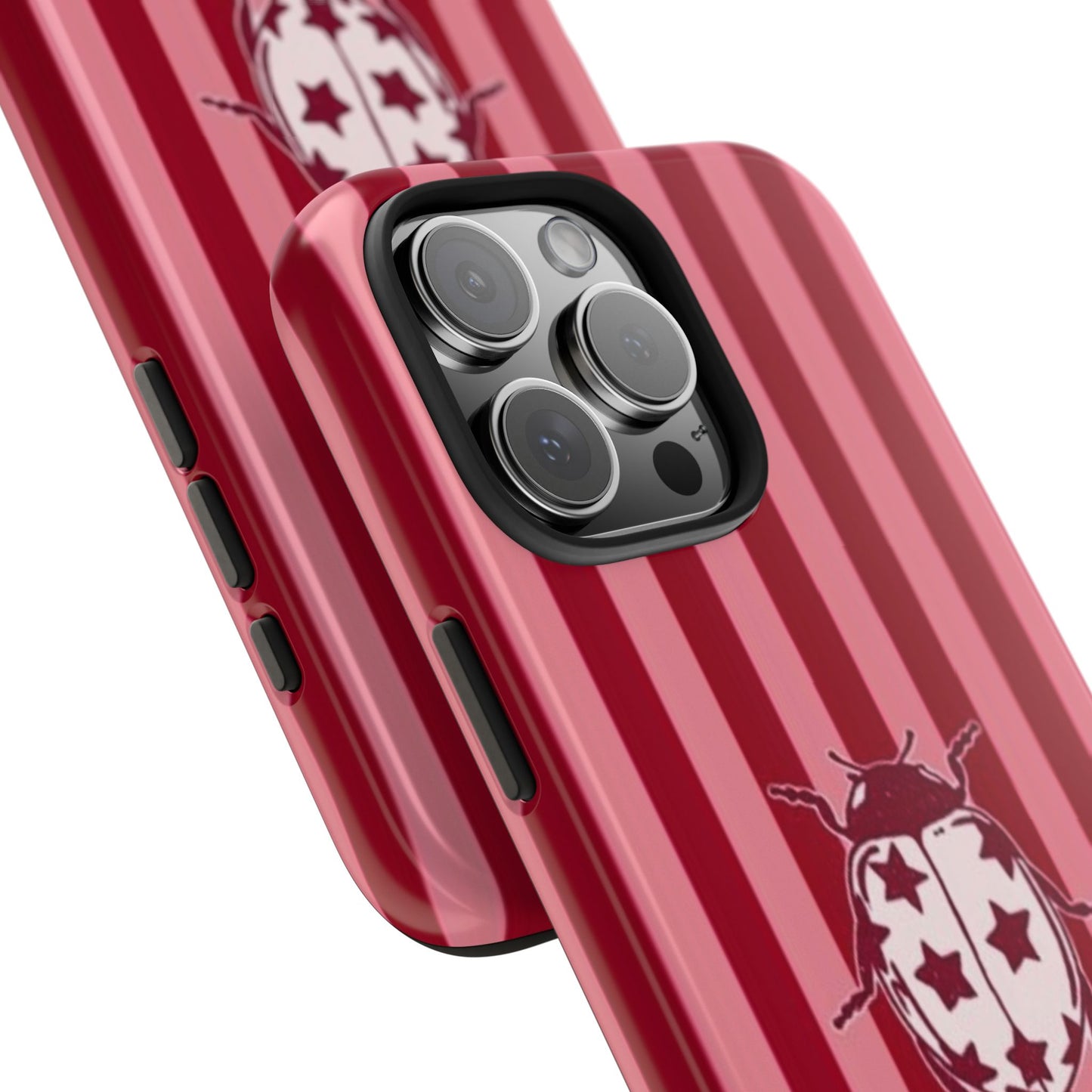 Ladybug Phone Case in Red & Pink Stripe