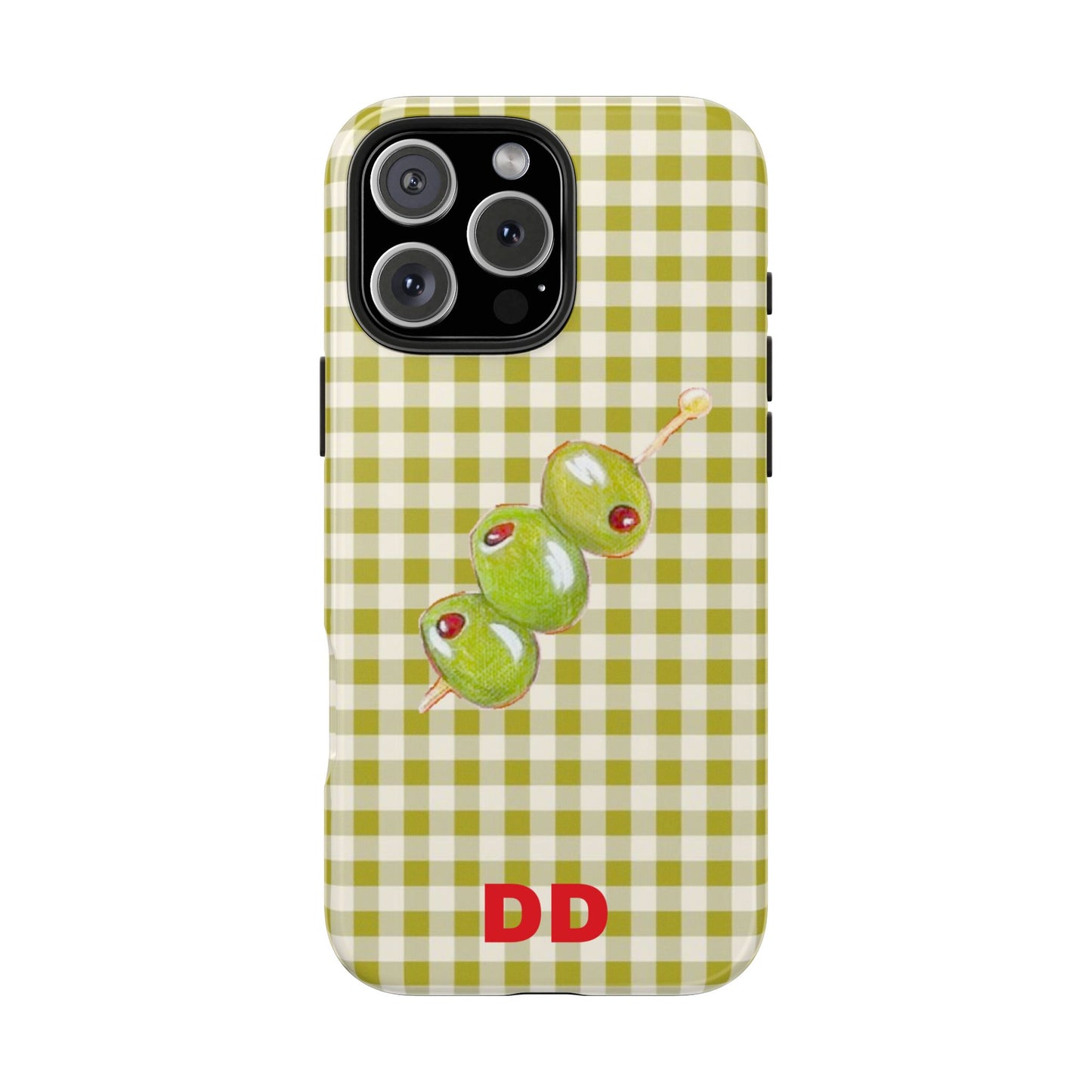 Olive Phone Case in Pear Green Checker