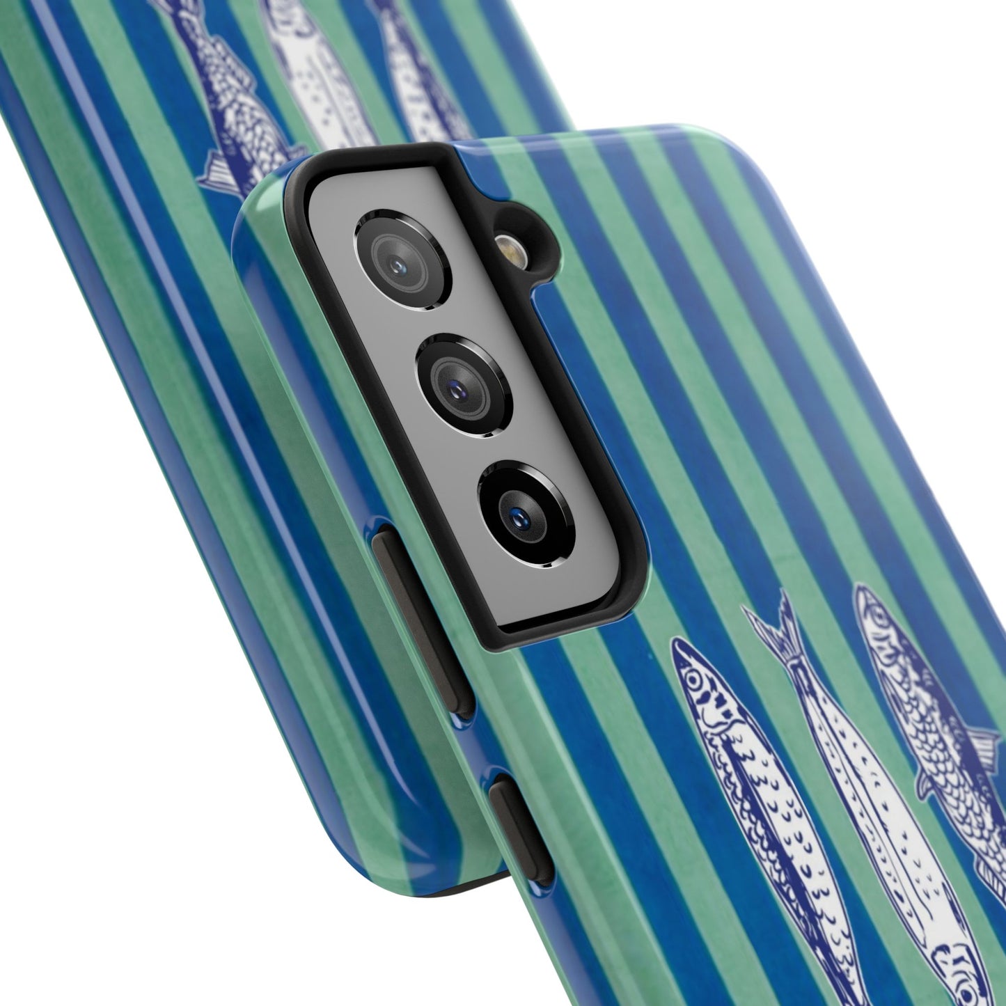 Sardine Phone Case in Turquoise & Blue Stripe