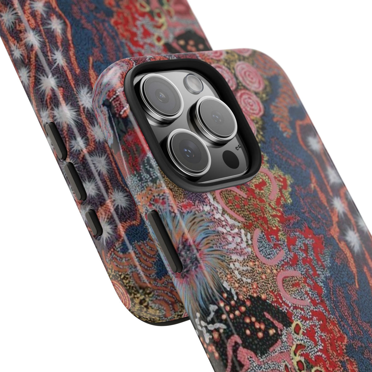 Mosaic Patchwork Phone Case — Multicolour Rainbow Geometric Mosaic Design, view 4 — MagSafe Compatible | Digital Divas