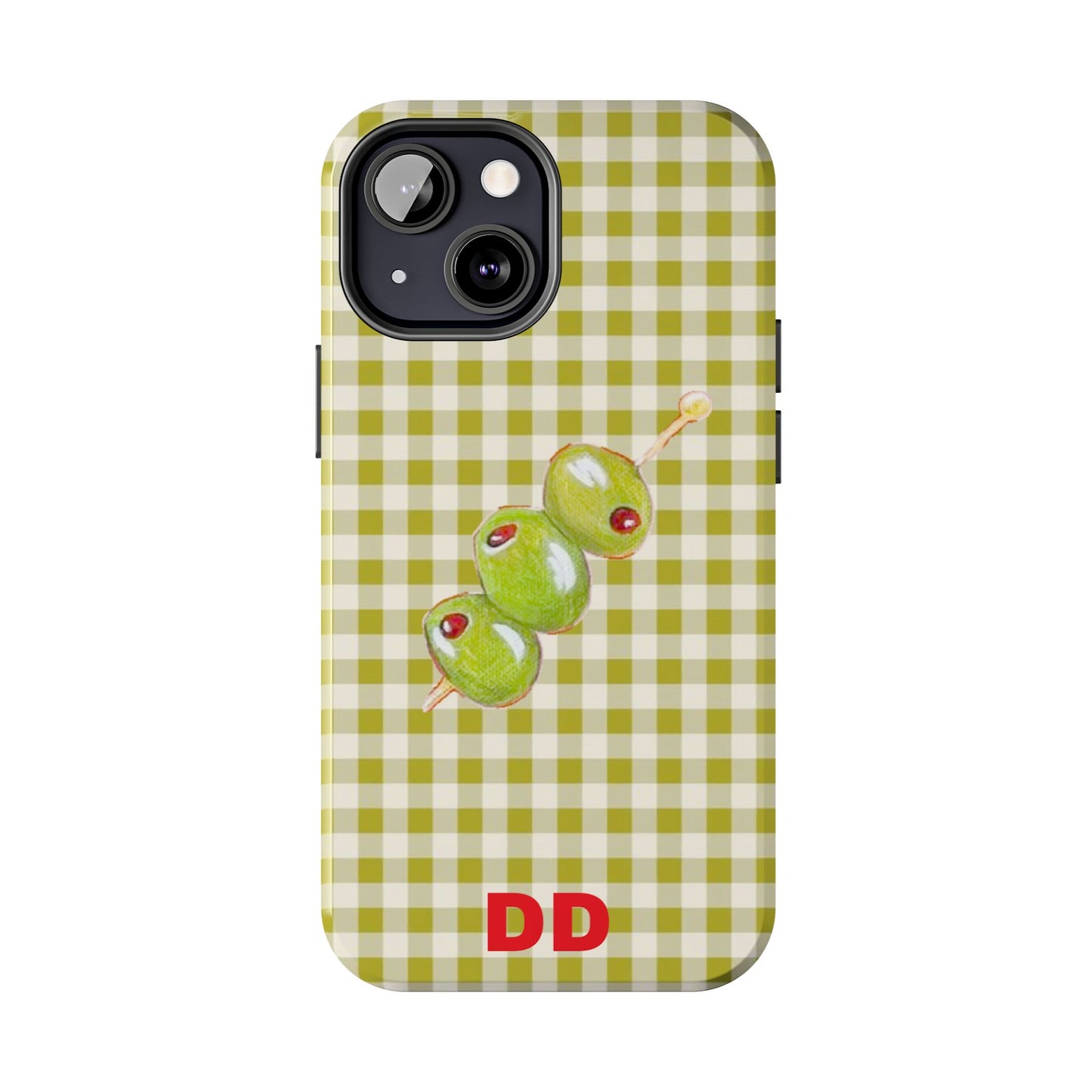 Olive Phone Case in Pear Green Checker