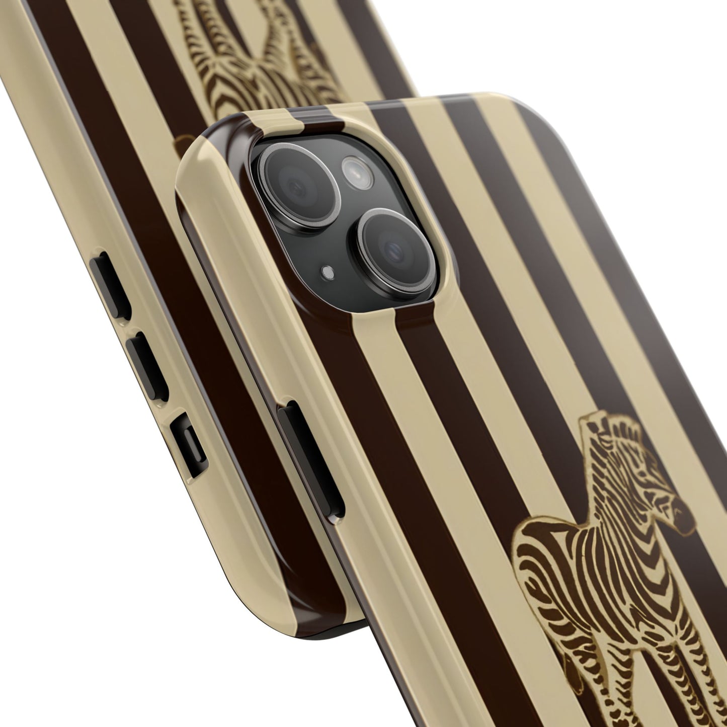 Zebra Phone Case in Charcoal & Crème Stripe