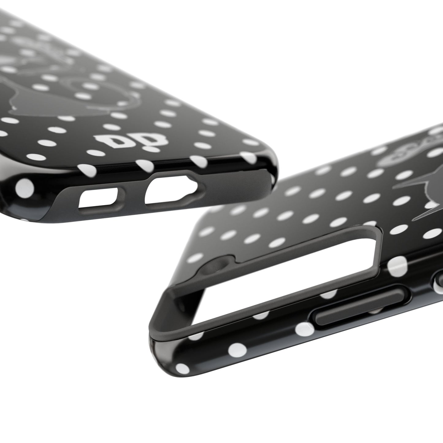 Le Cat Phone Case in Black & White Polka Dots