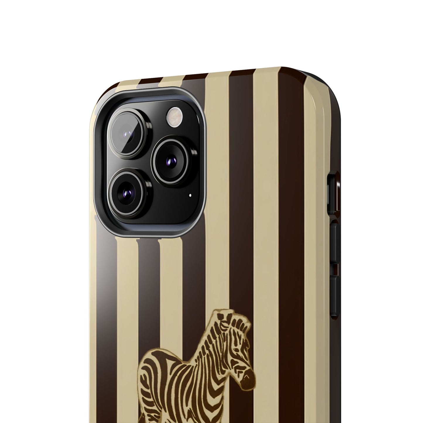 Zebra Phone Case in Chestnut & Crème Stripe