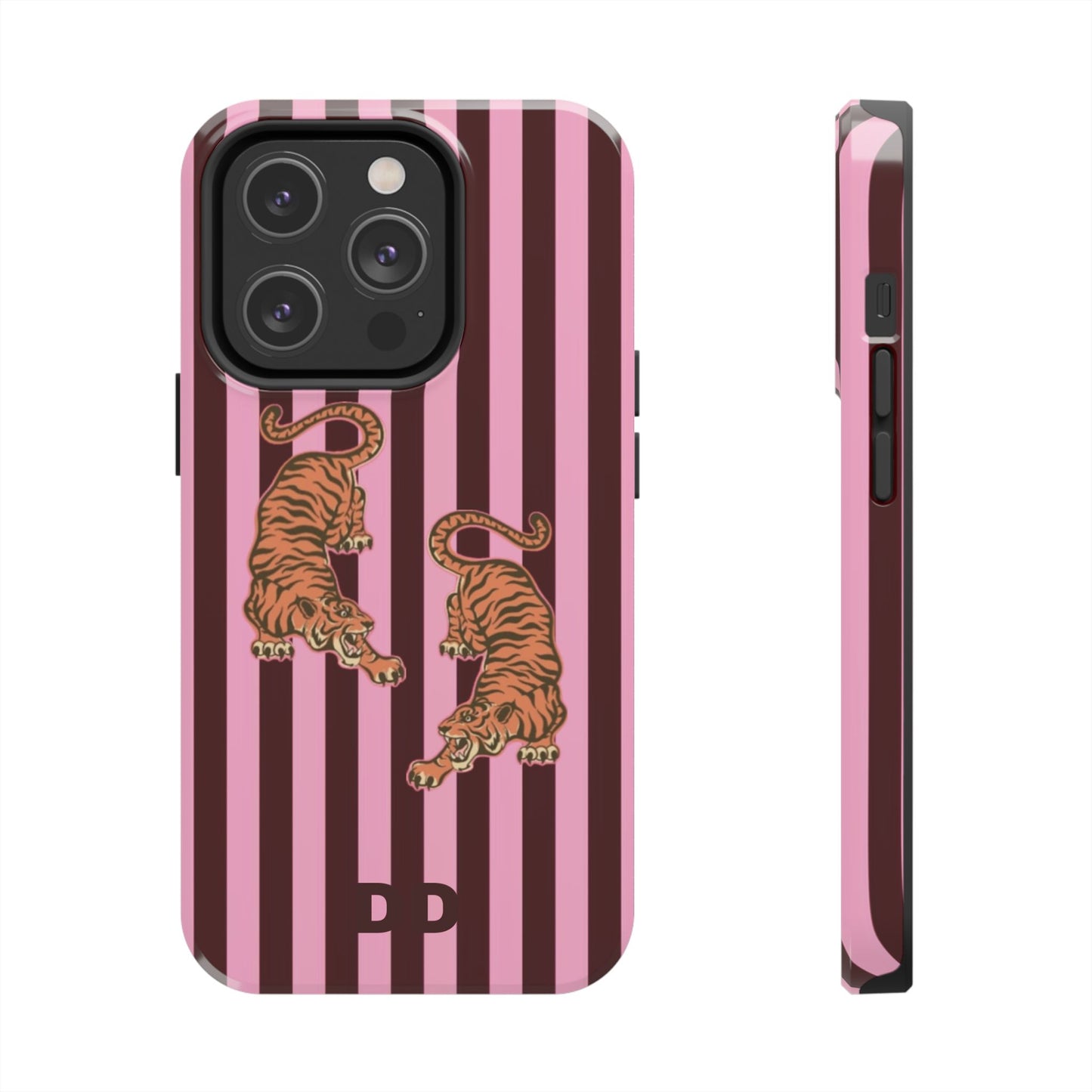 Tigress Phone Case in Burgundy & Pink