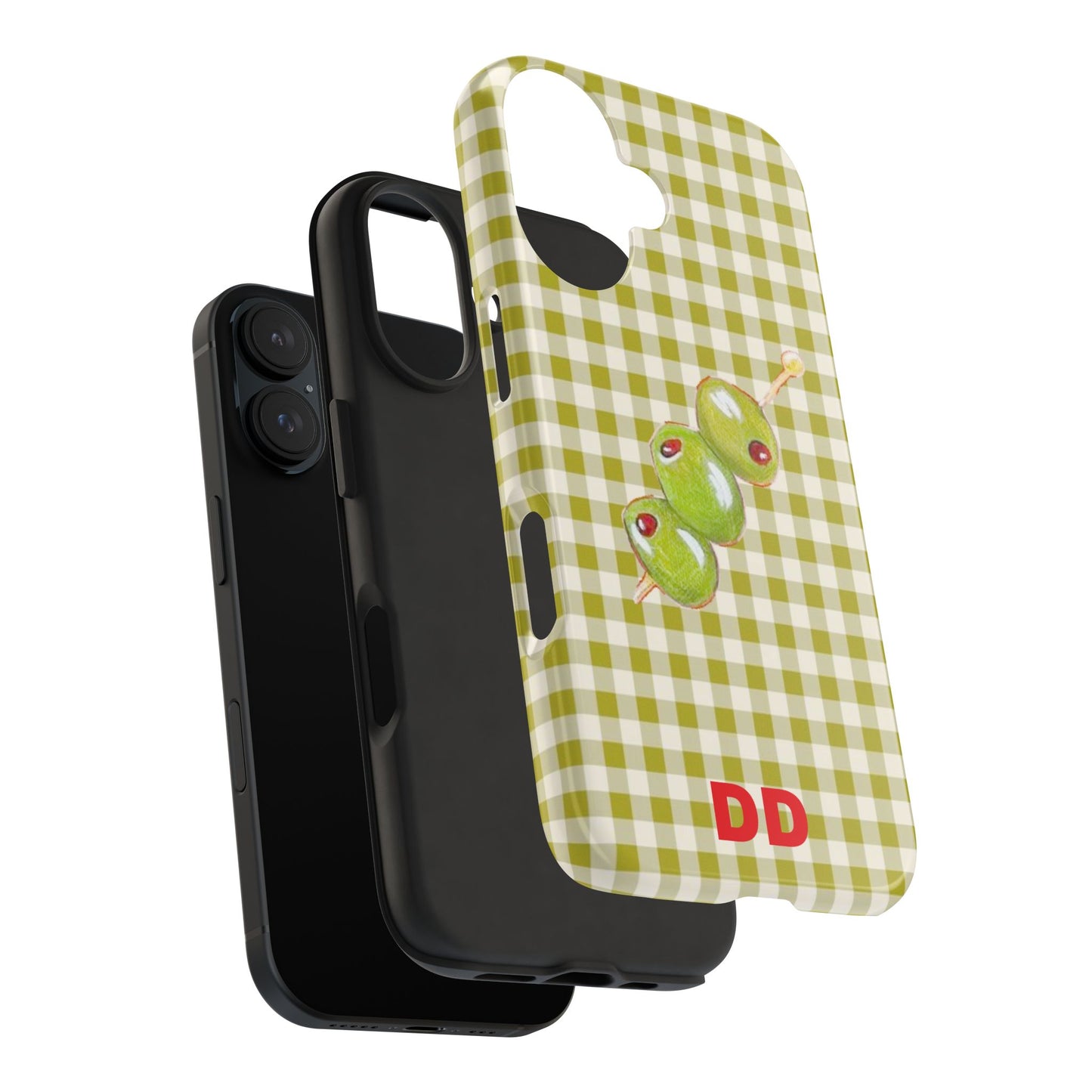 Olive Phone Case in Pear Green Checker
