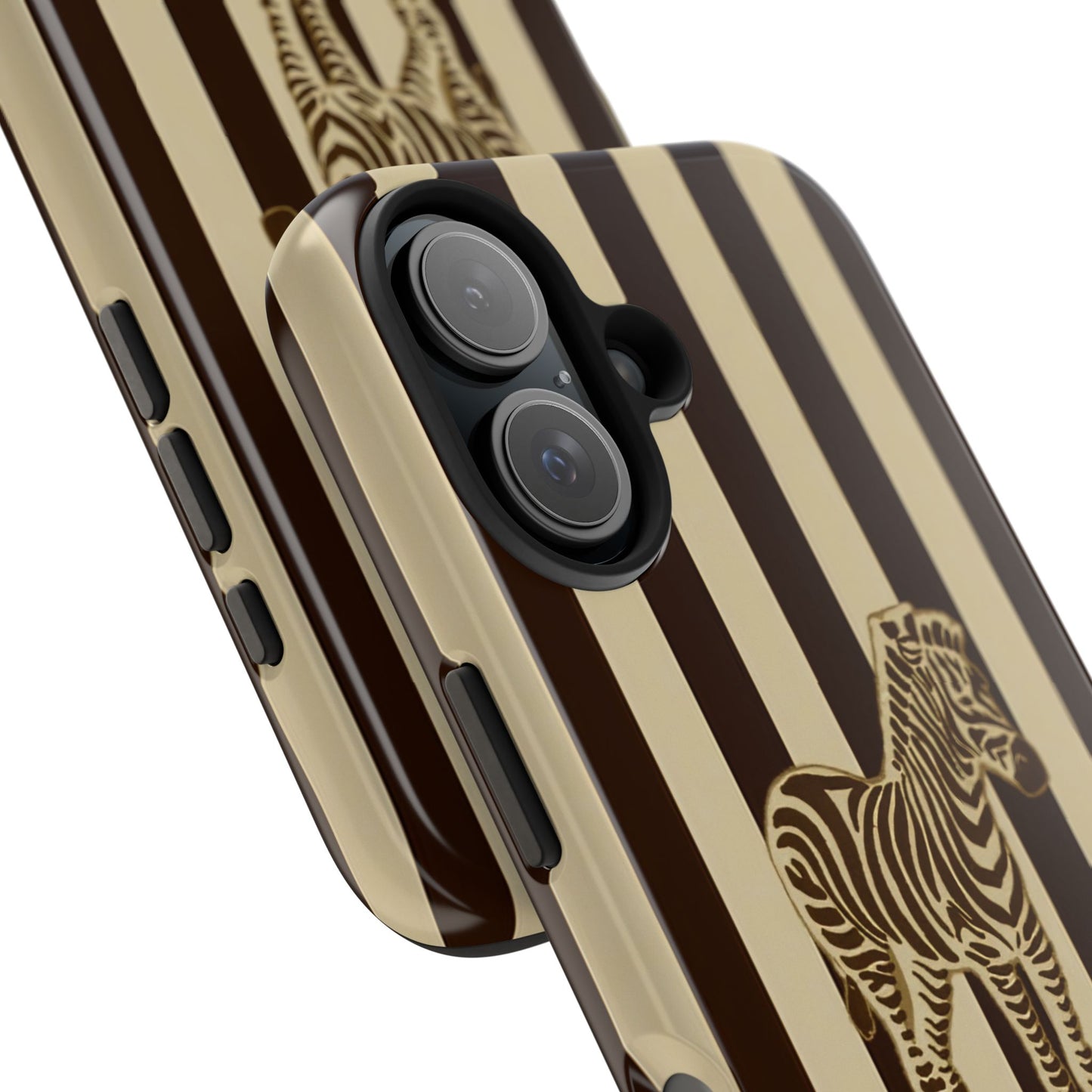Zebra Phone Case in Charcoal & Crème Stripe
