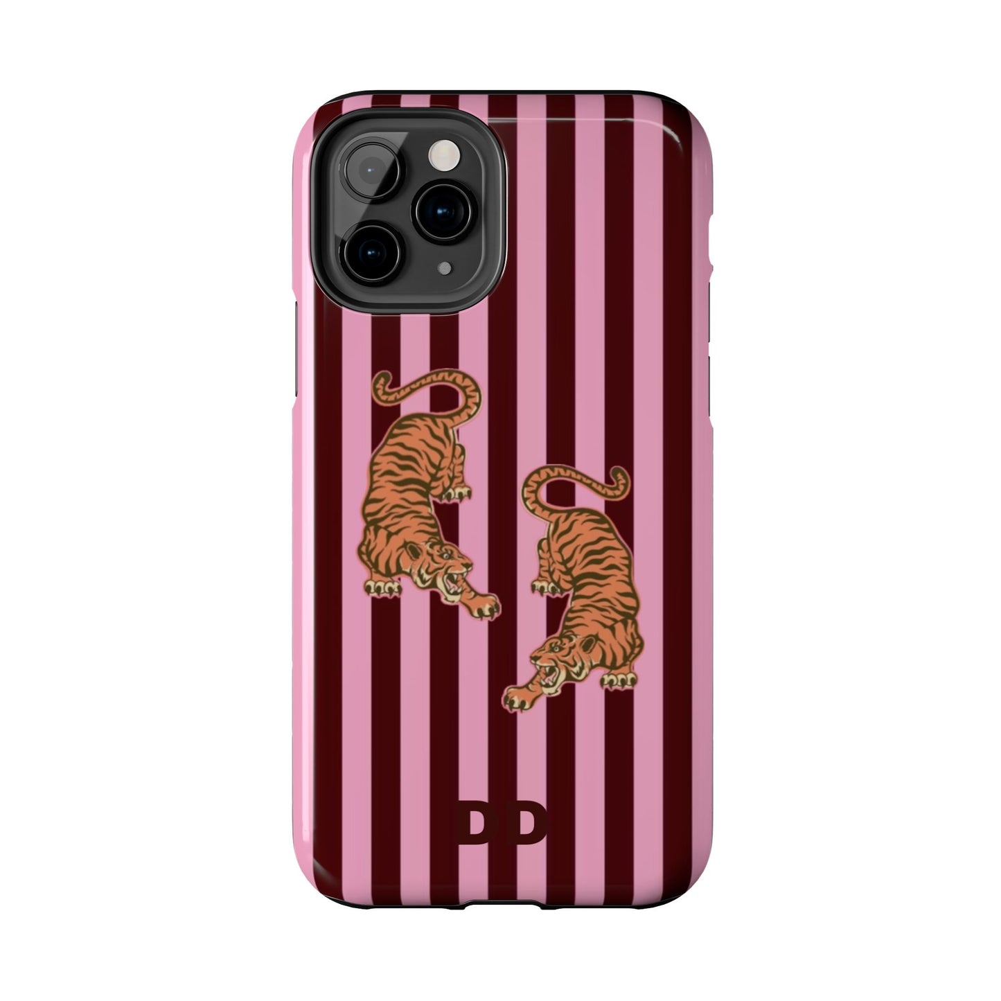 Tigress Phone Case in Burgundy & Pink