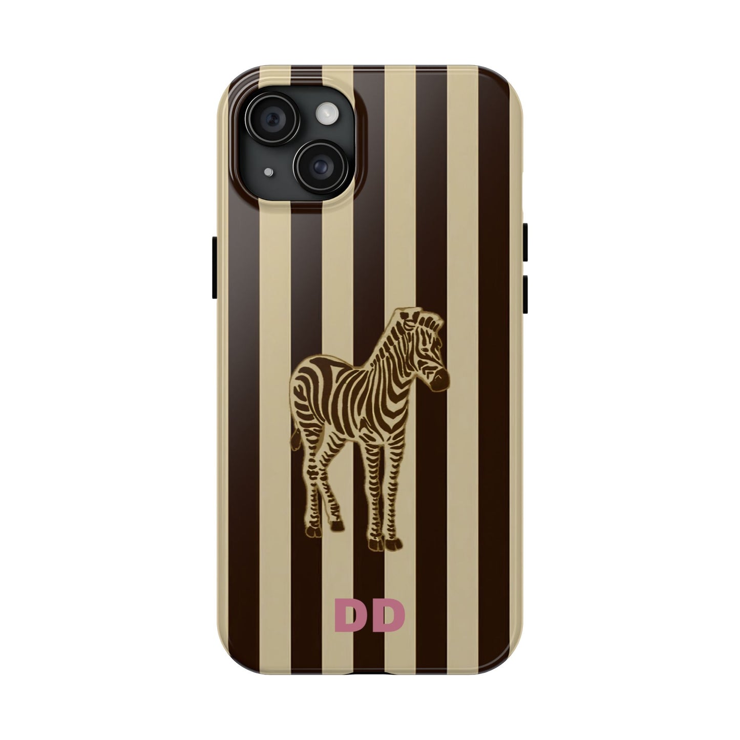 Zebra Phone Case in Chestnut & Crème Stripe