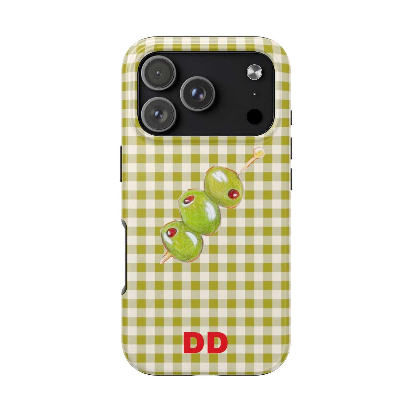 Olive Phone Case in Pear Green Checker
