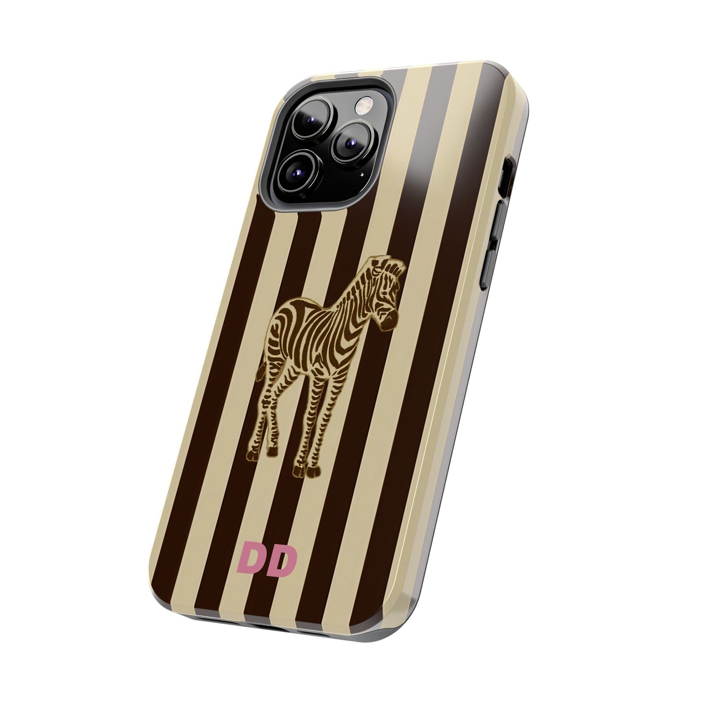 Zebra Phone Case in Charcoal & Crème Stripe