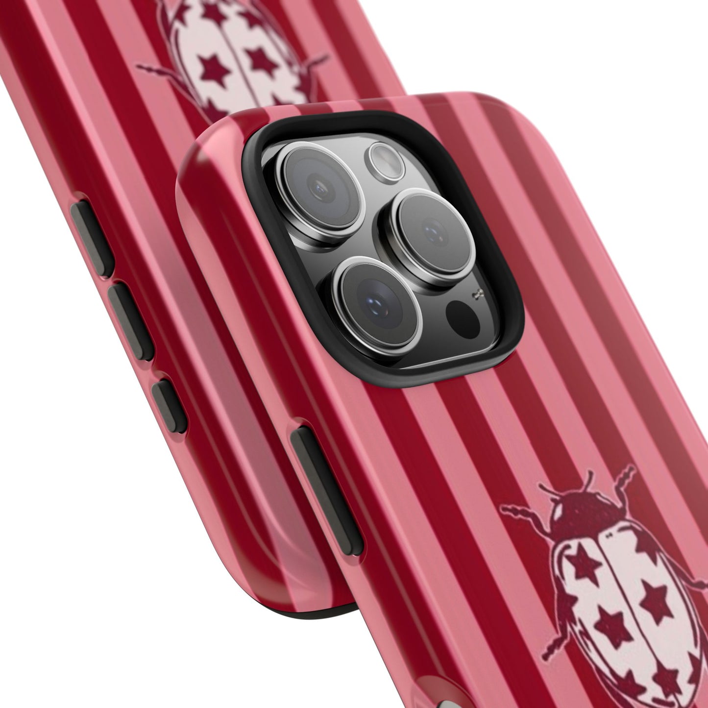 Ladybug Phone Case in Red & Pink Stripe