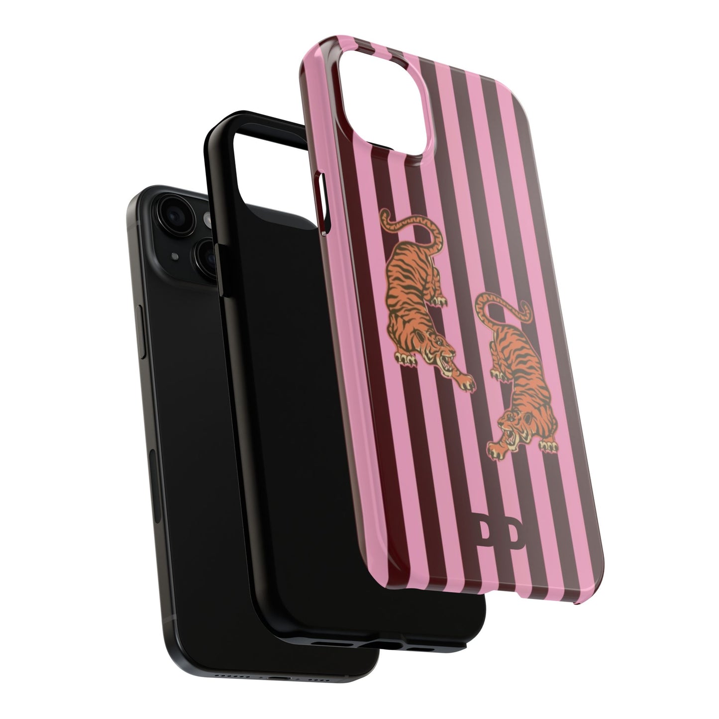 Tigress Phone Case in Burgundy & Pink
