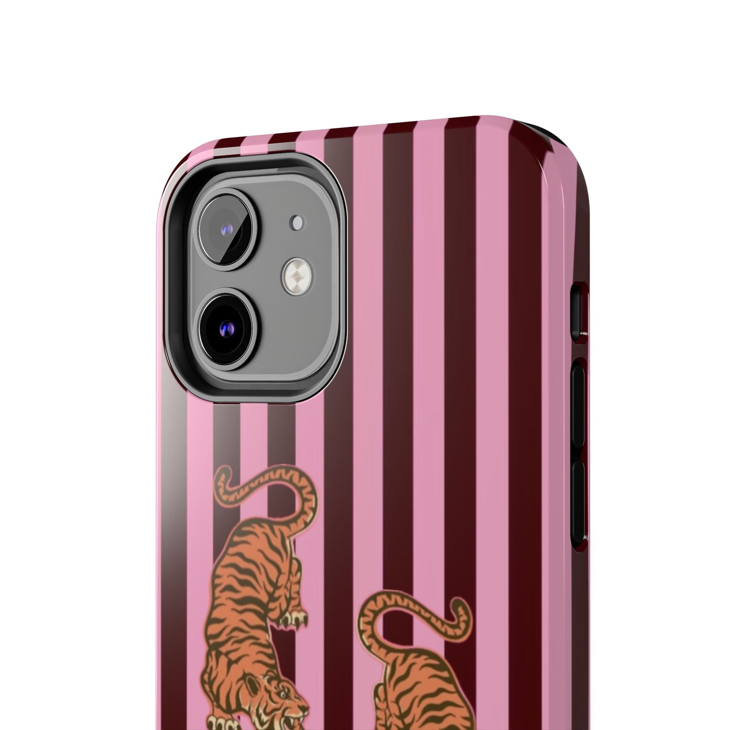 Tigress Phone Case in Burgundy & Pink