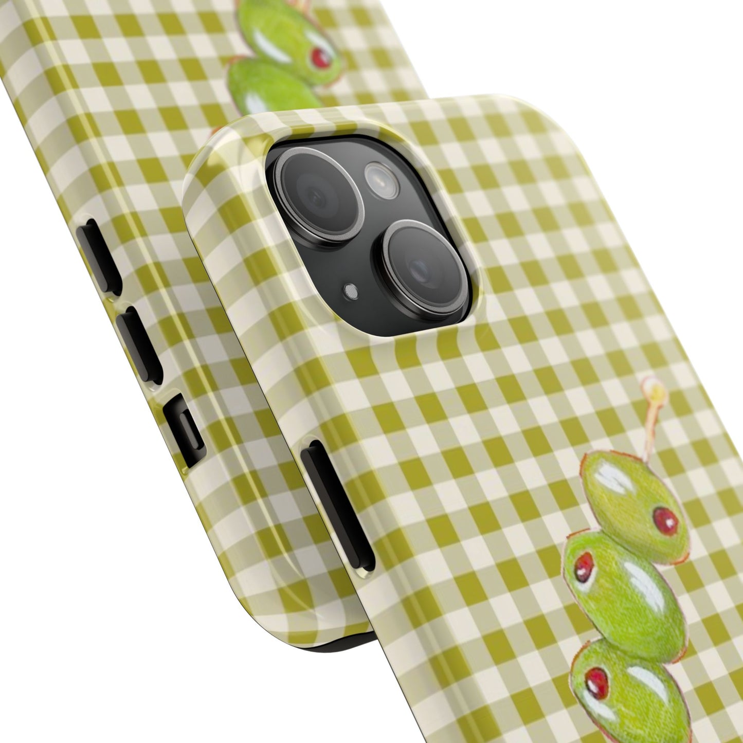 Olive Phone Case in Pear Green Checker