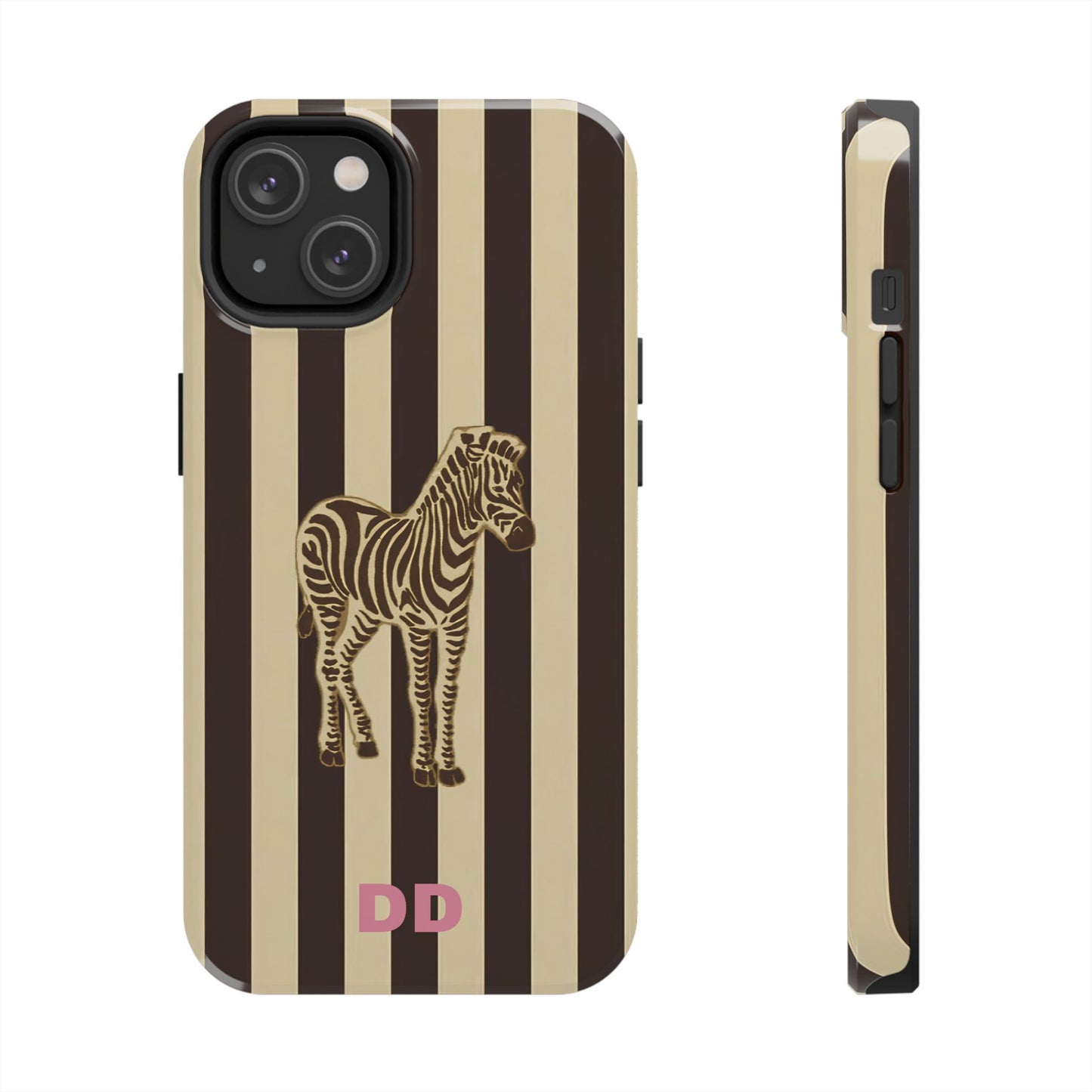 Zebra Phone Case in Charcoal & Crème Stripe