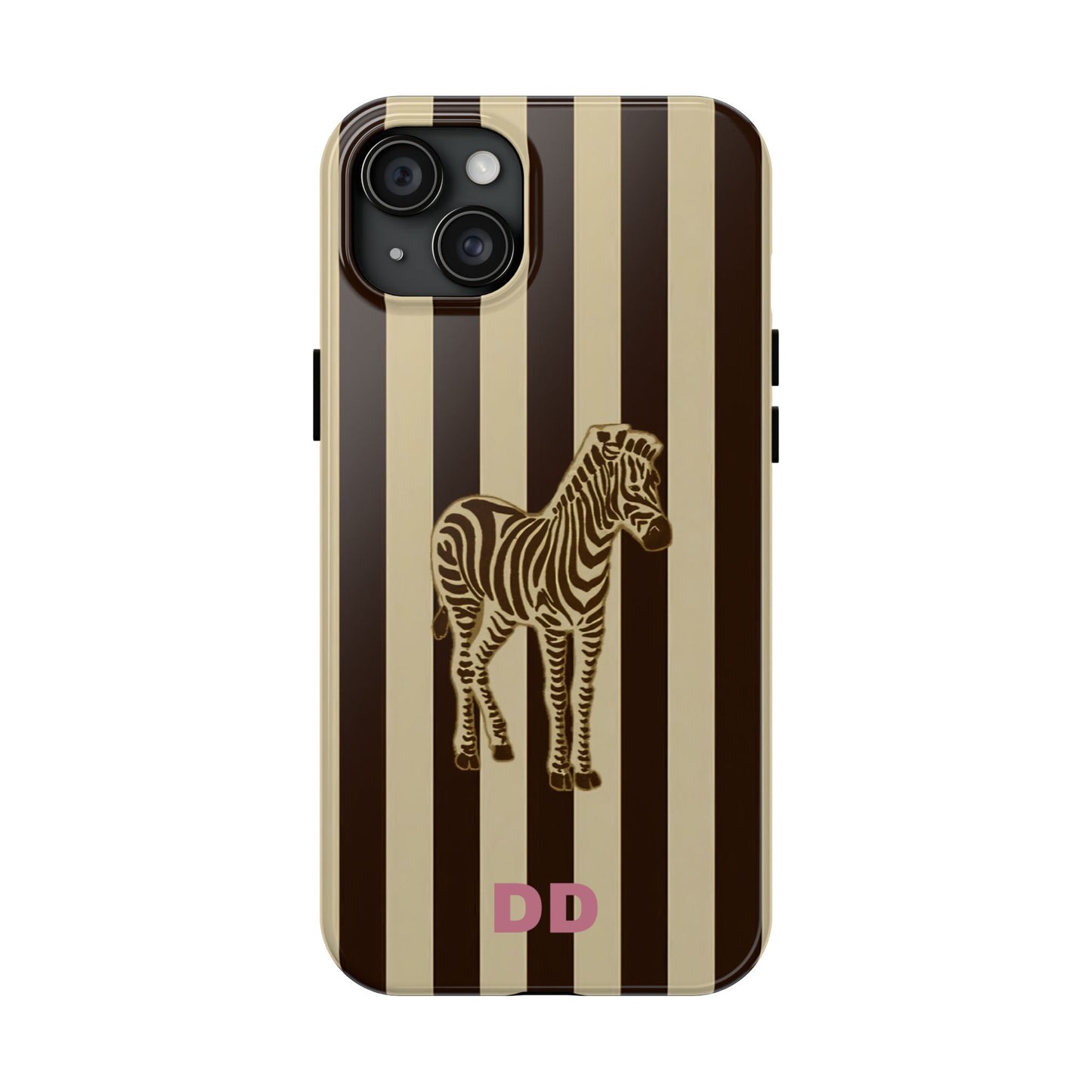 Zebra Phone Case in Charcoal & Crème Stripe