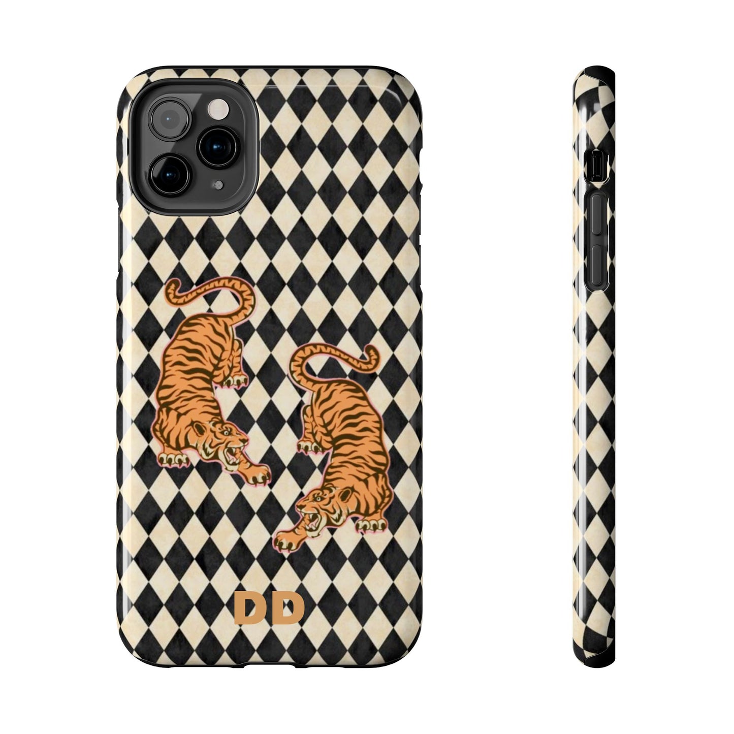 Tigress Phone Case in Black & White Diamonds