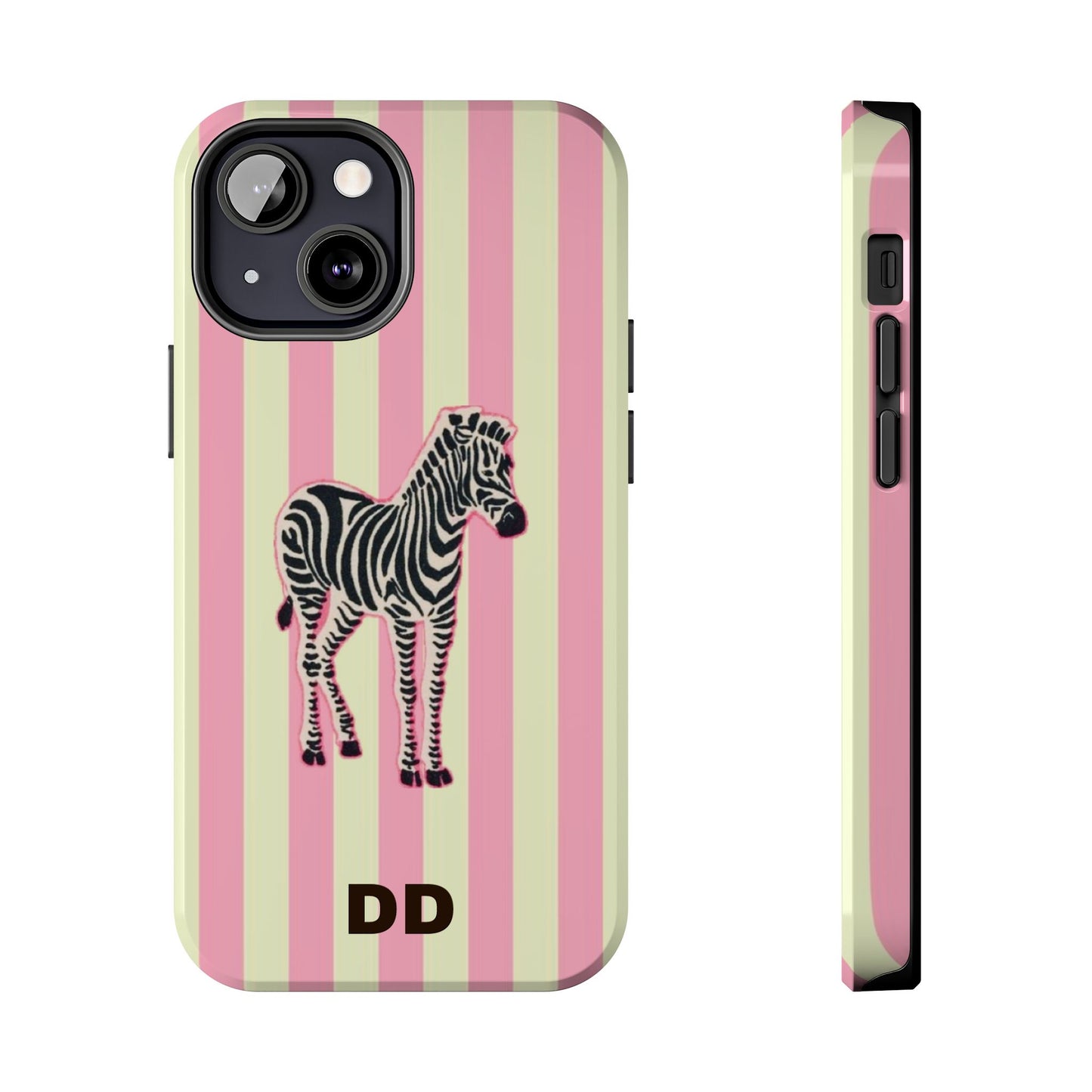 Zebra Phone Case in Pink & Crème Stripe