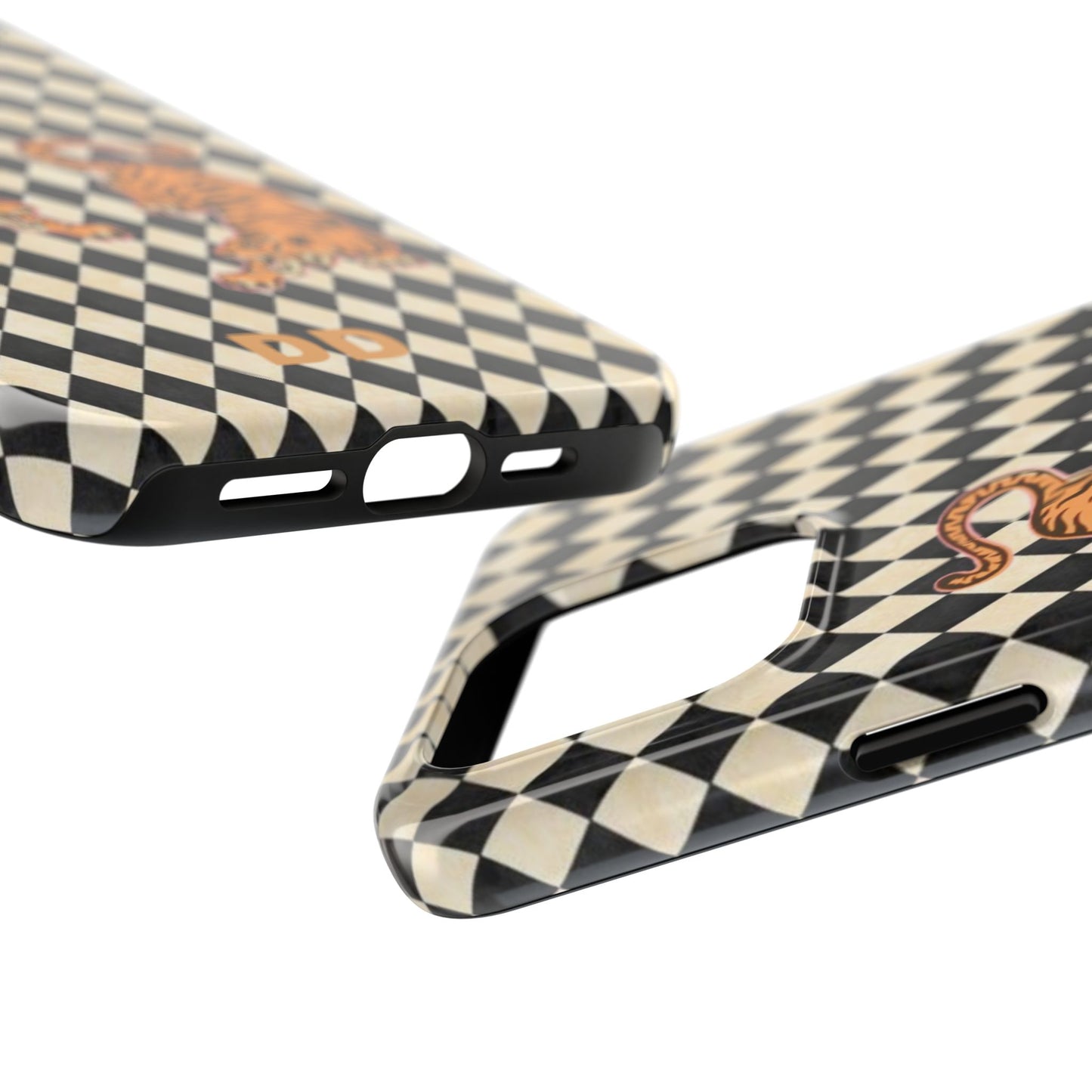 Tigress Phone Case in Black & White Diamonds