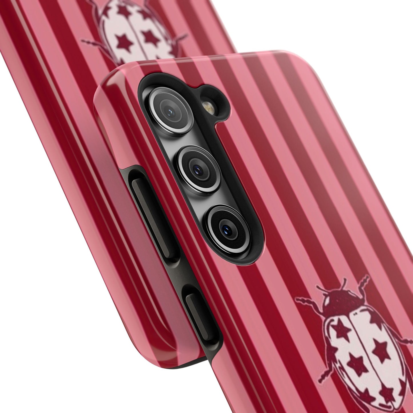 Ladybug Phone Case in Red & Pink Stripe