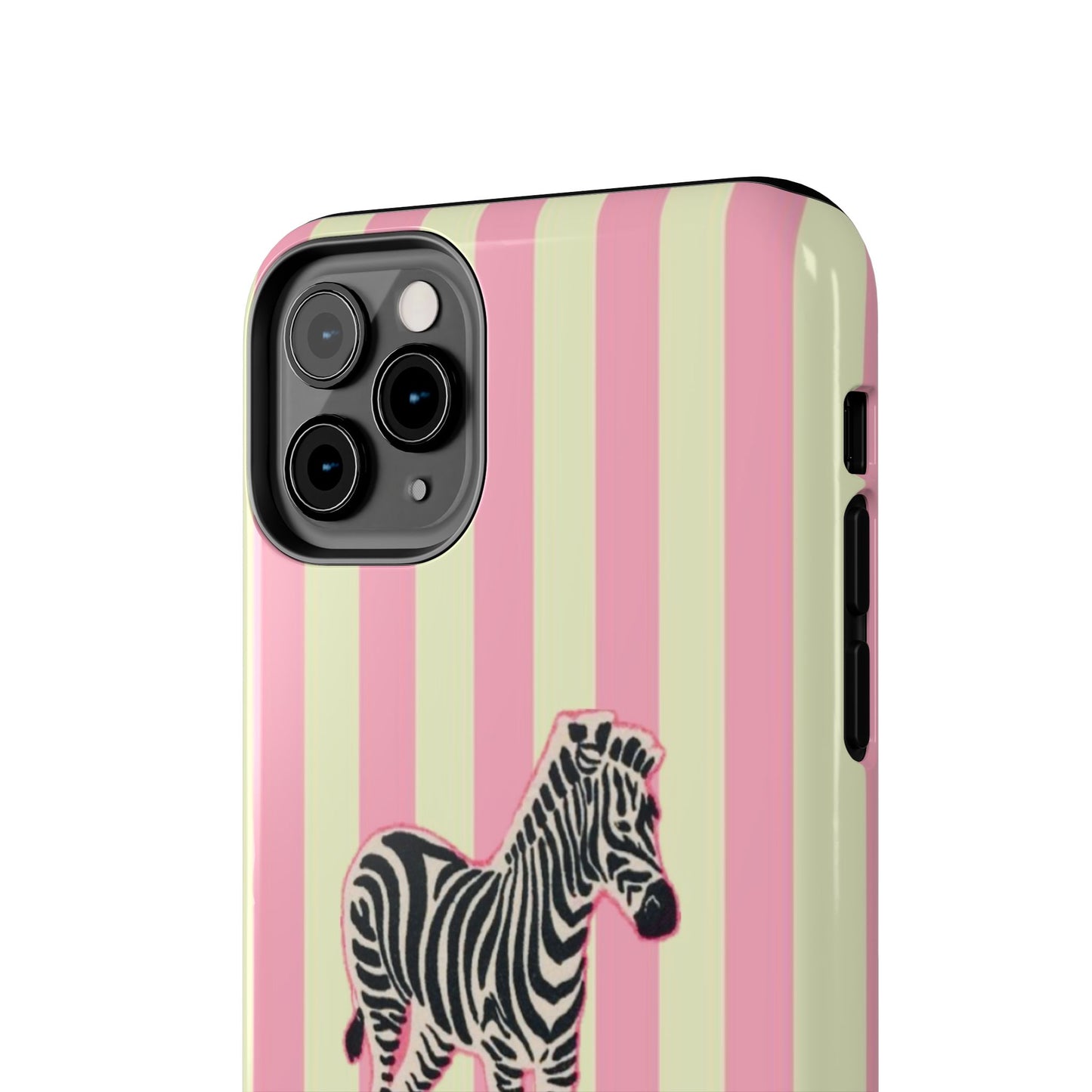 Zebra Phone Case in Pink & Crème Stripe