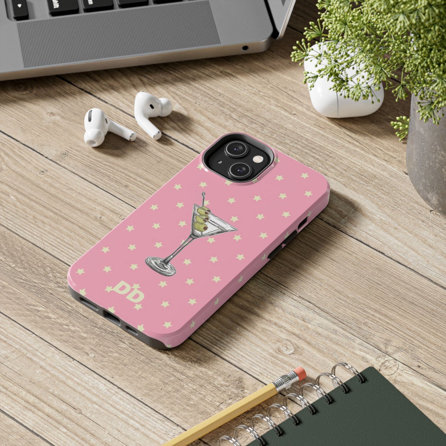 Martini Phone Case in Pink & Crème Stars