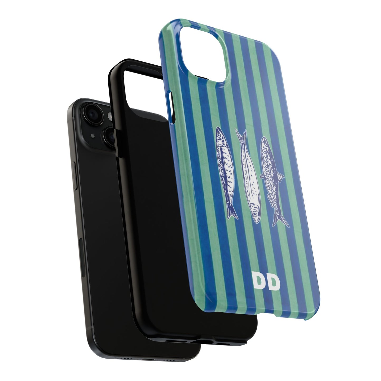 Sardine Phone Case in Turquoise & Blue Stripe