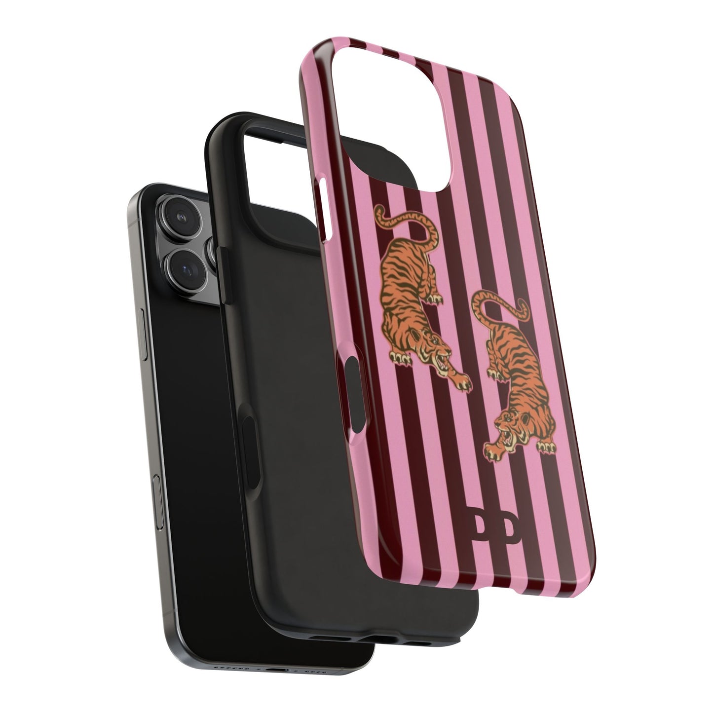 Tigress Phone Case in Burgundy & Pink