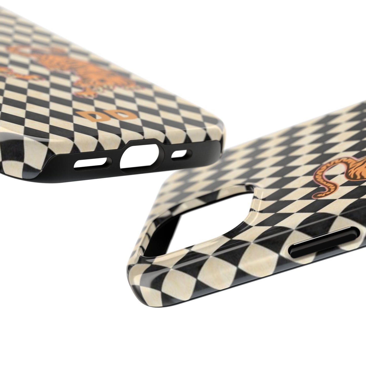 Tigress Phone Case in Black & White Diamonds