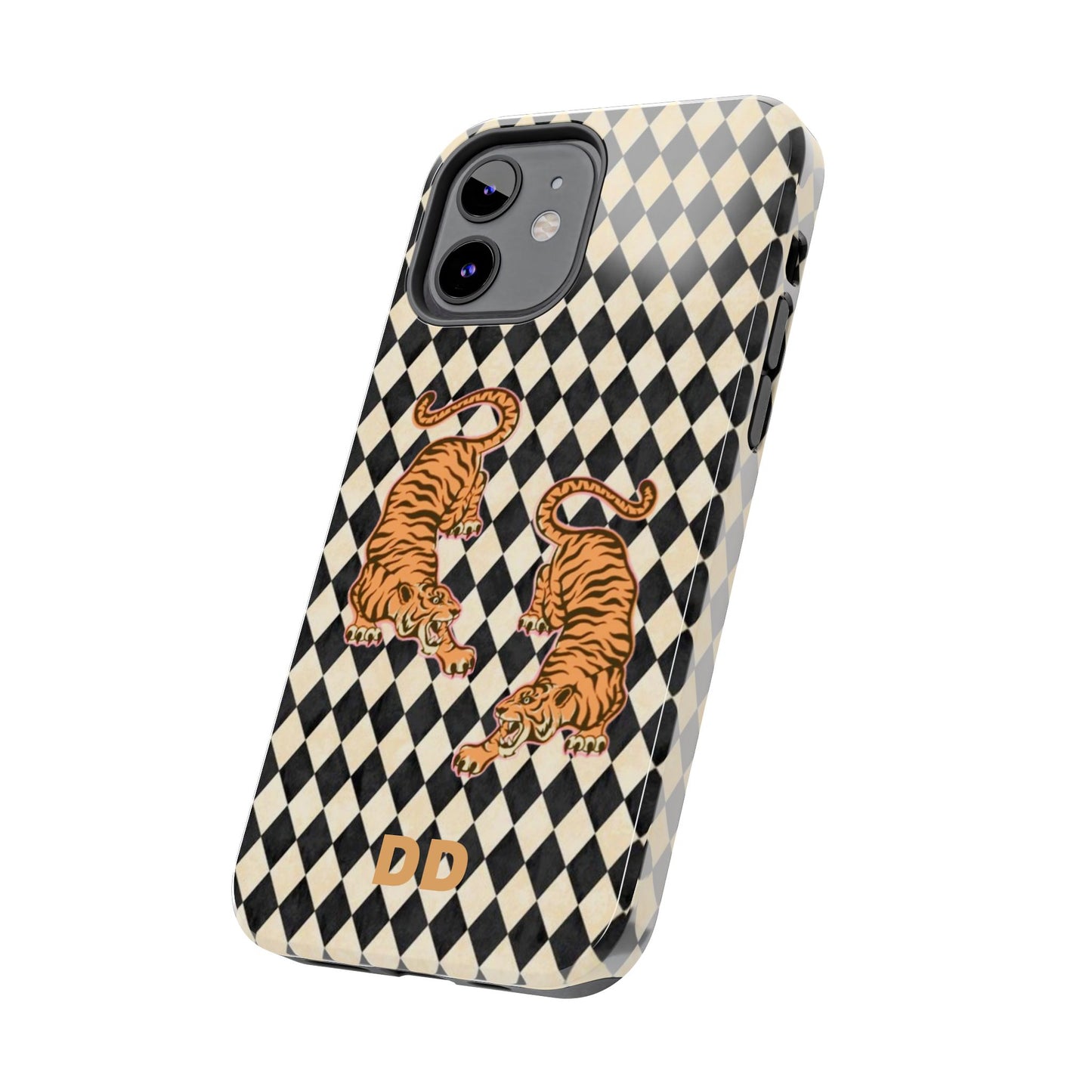 Tigress Phone Case in Black & White Diamonds