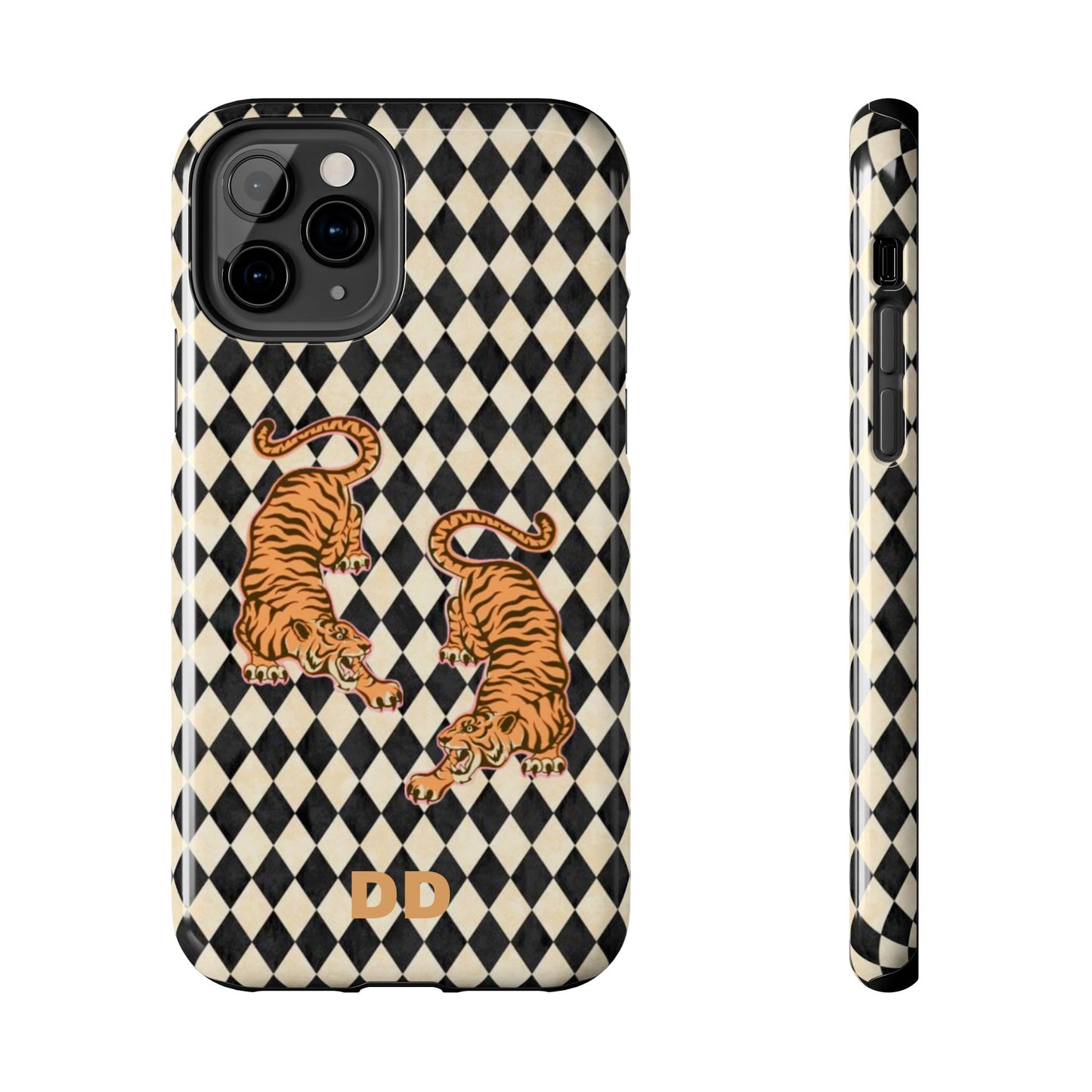 Tigress Phone Case in Black & White Diamonds