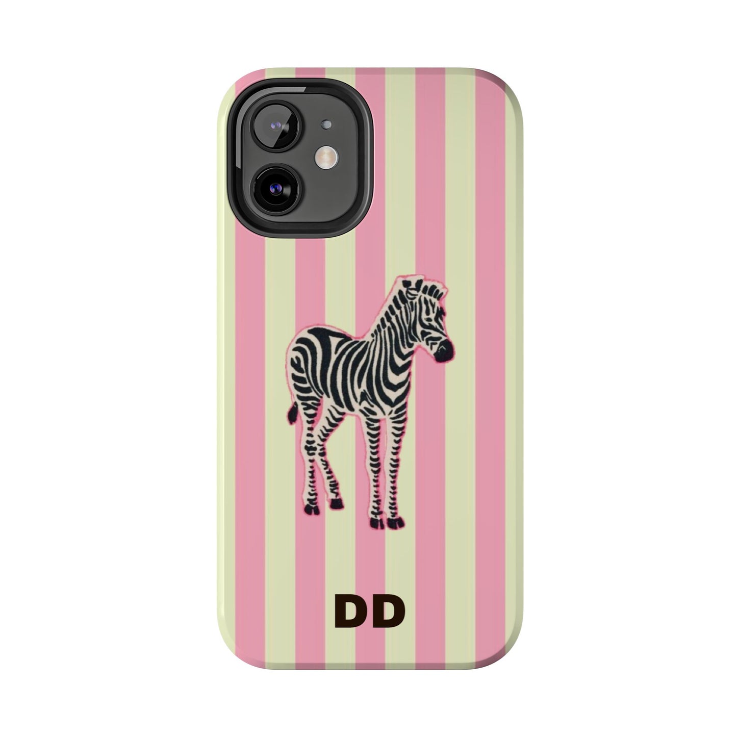 Zebra Phone Case in Pink & Crème Stripe