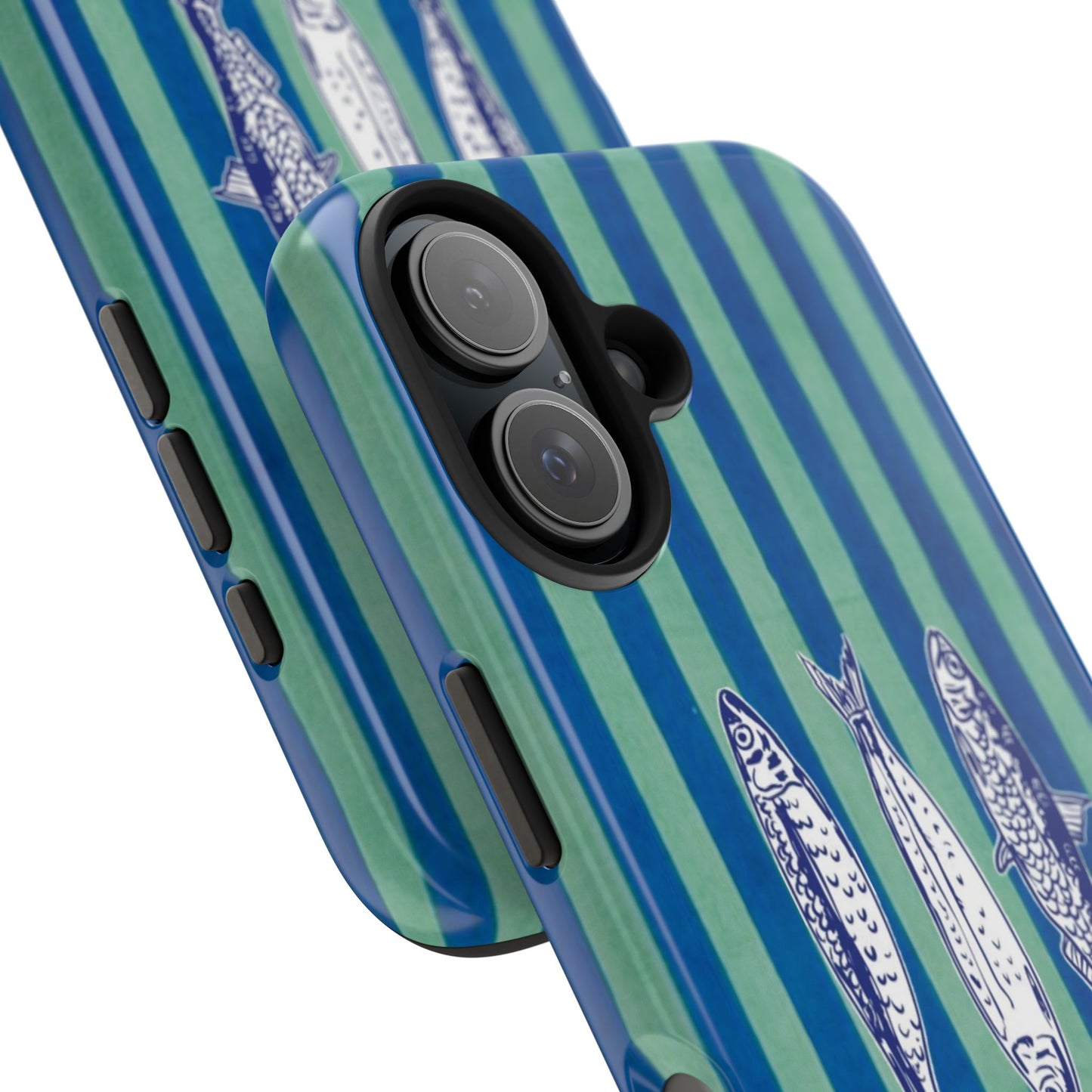Sardine Phone Case in Turquoise & Blue Stripe