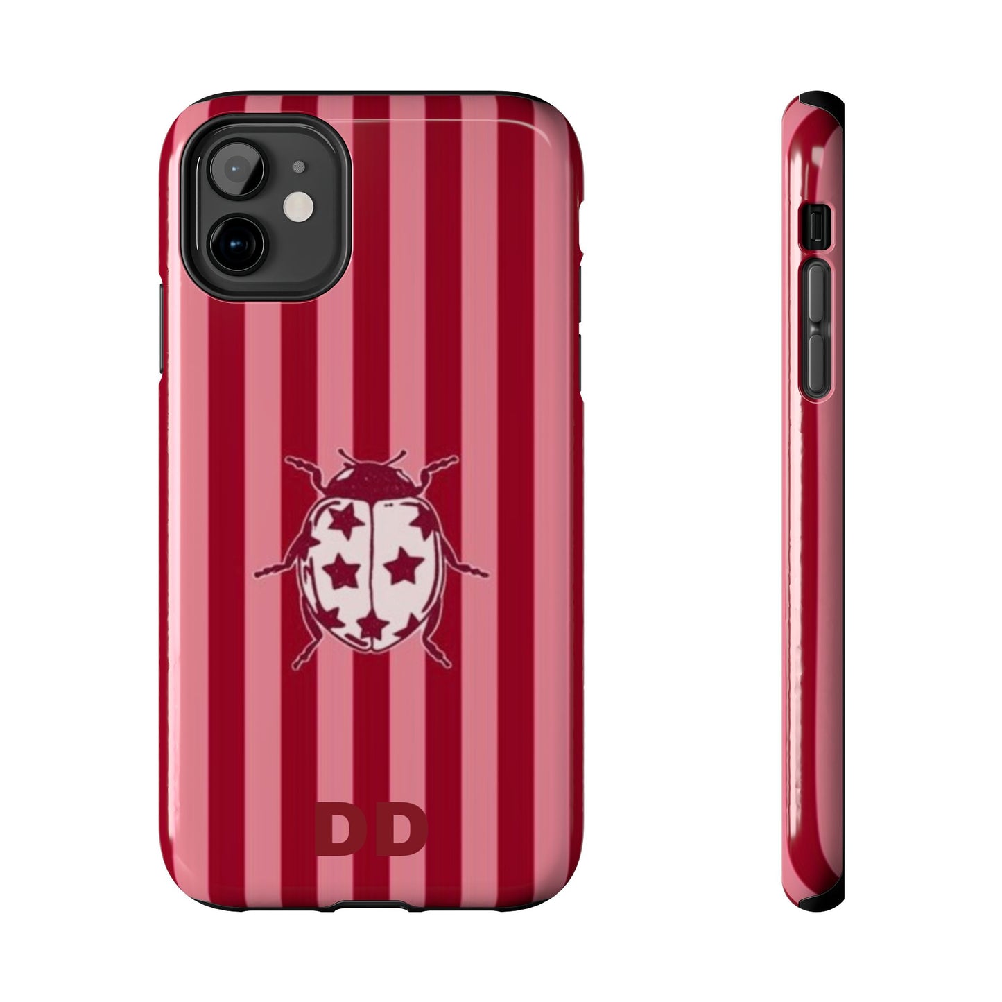 Ladybug Phone Case in Red & Pink Stripe