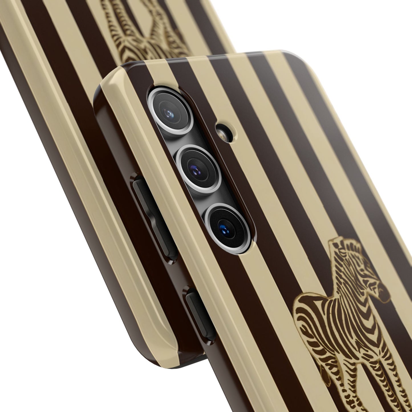 Zebra Phone Case in Charcoal & Crème Stripe