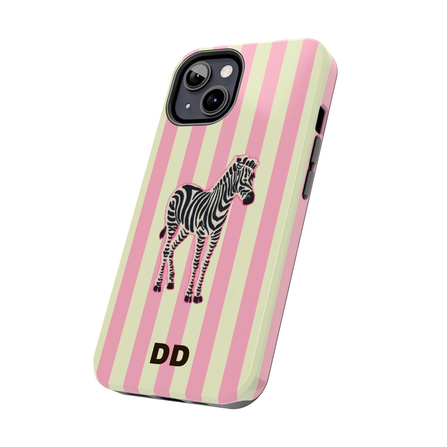 Zebra Phone Case in Pink & Crème Stripe