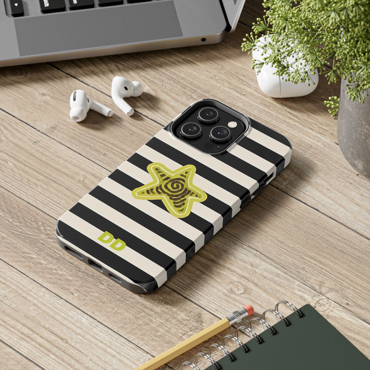 Striped Lime Star Phone Case