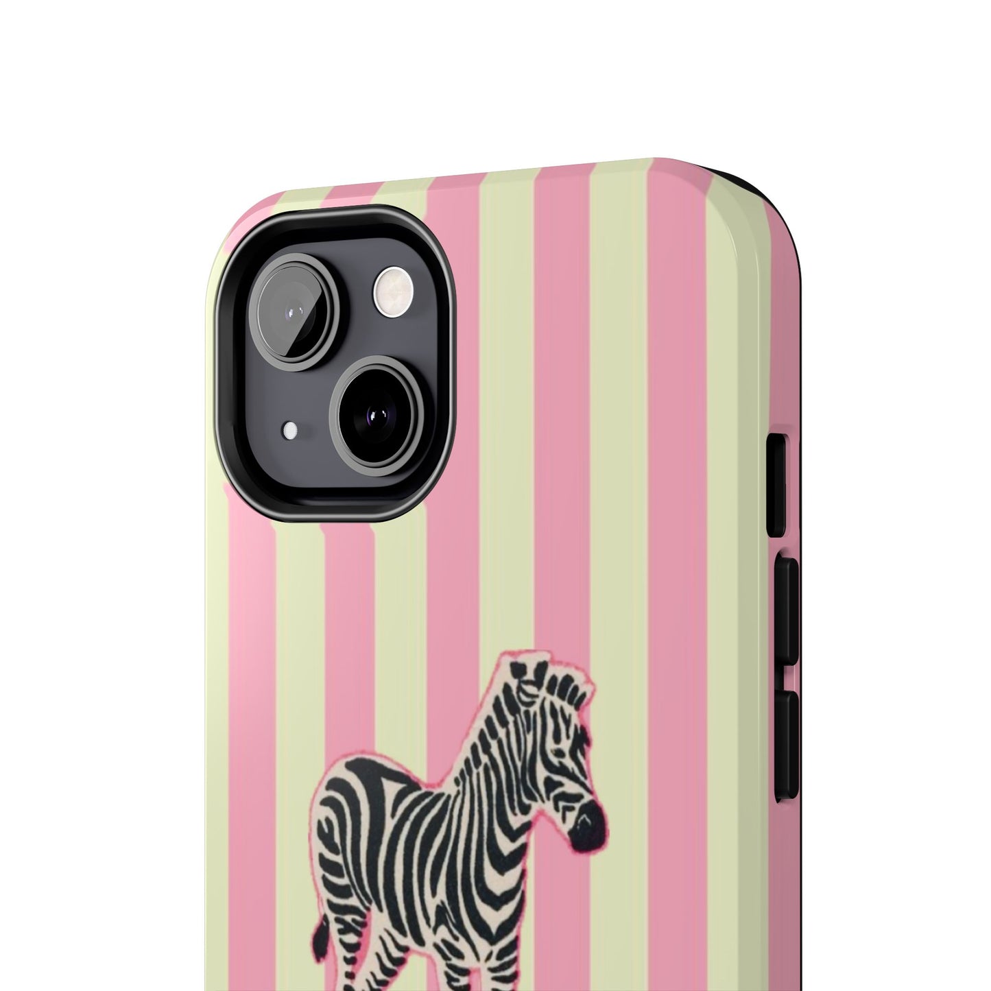 Zebra Phone Case in Pink & Crème Stripe