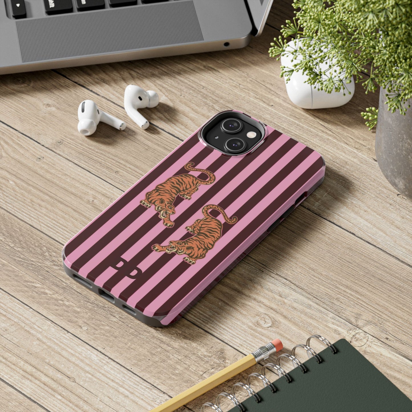 Tigress Phone Case in Burgundy & Pink