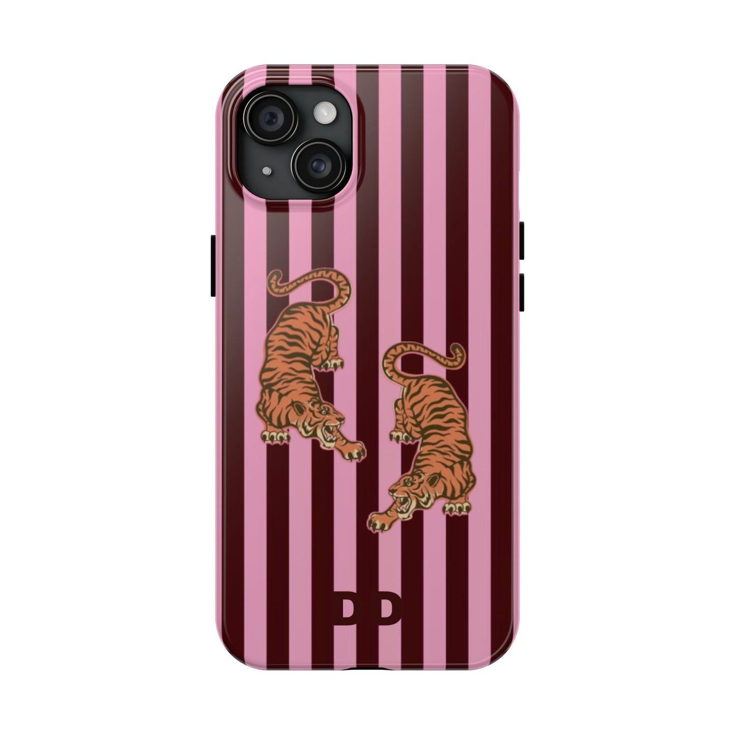 Tigress Phone Case in Burgundy & Pink