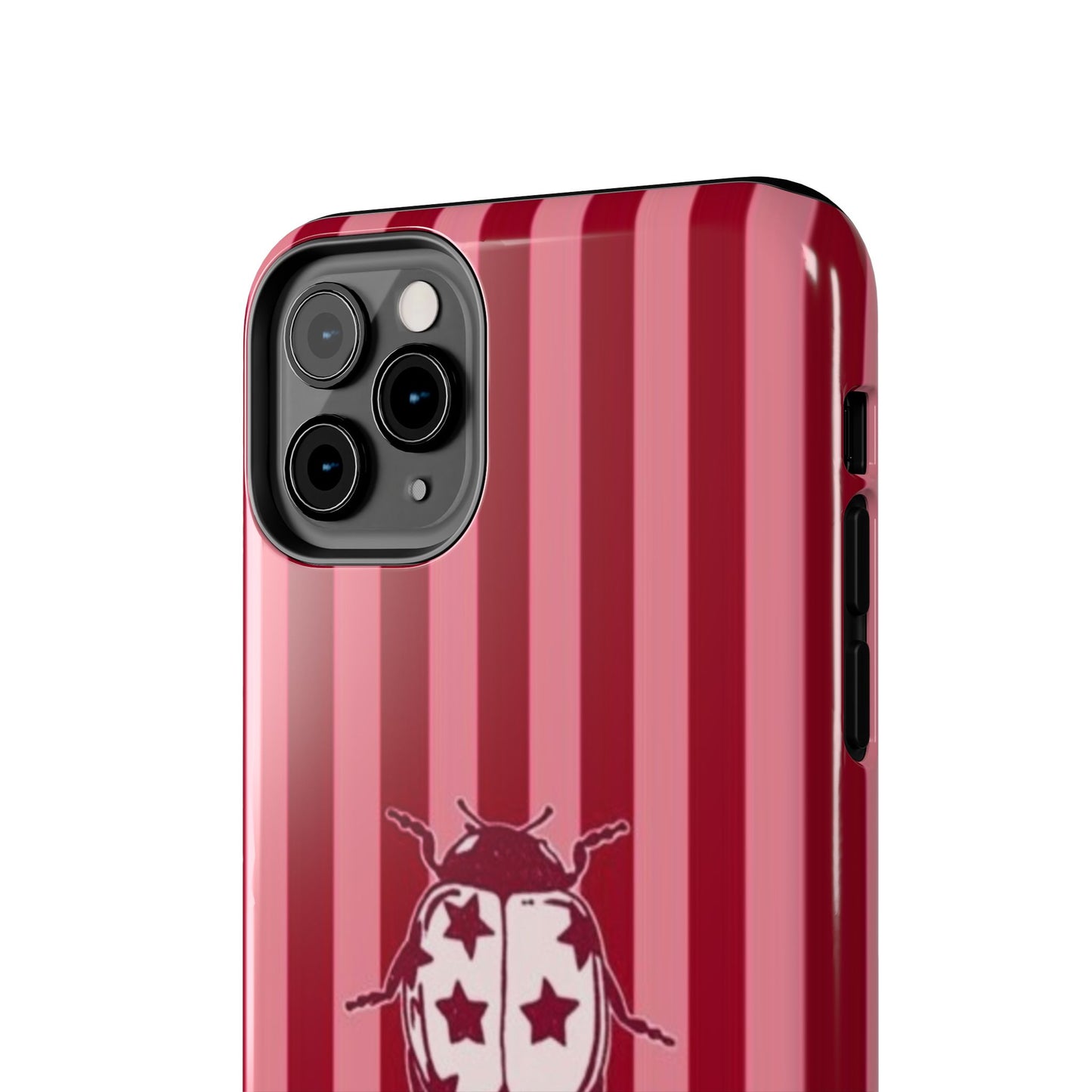 Ladybug Phone Case in Red & Pink Stripe