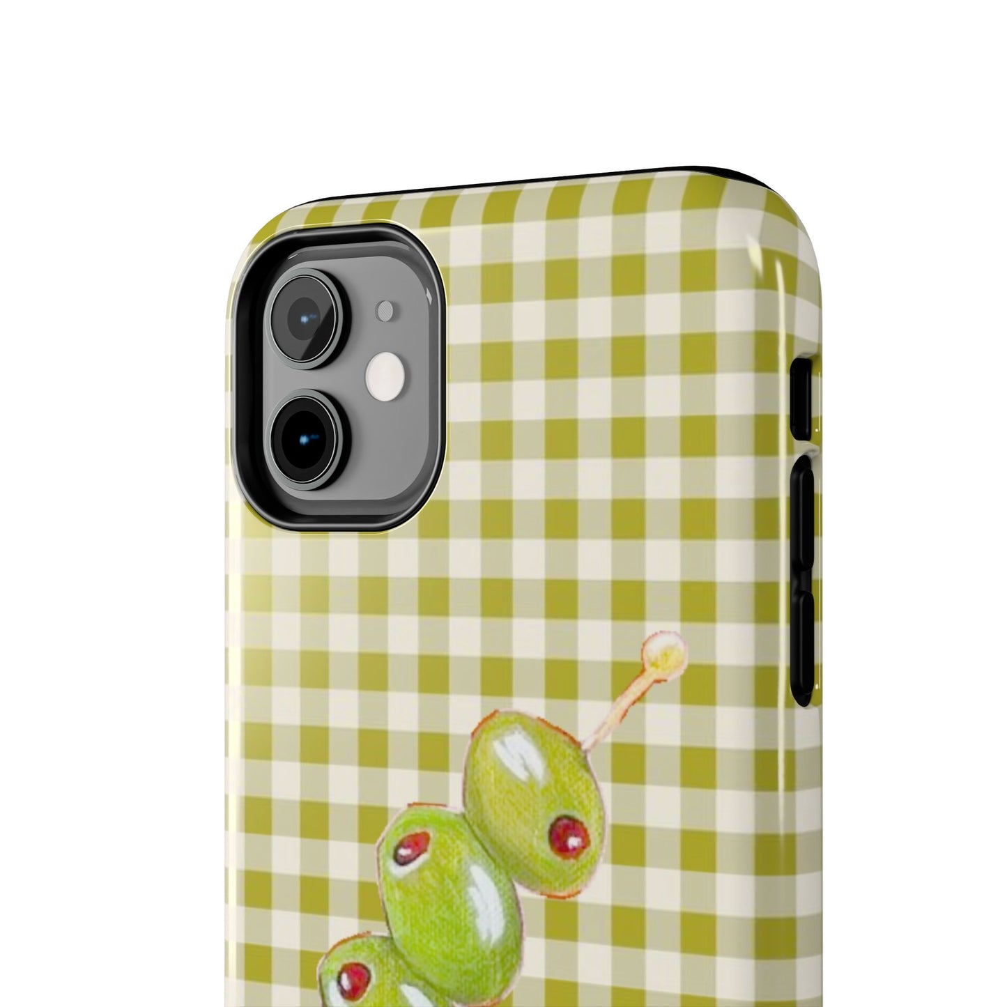 Olive Phone Case in Pear Green Checker