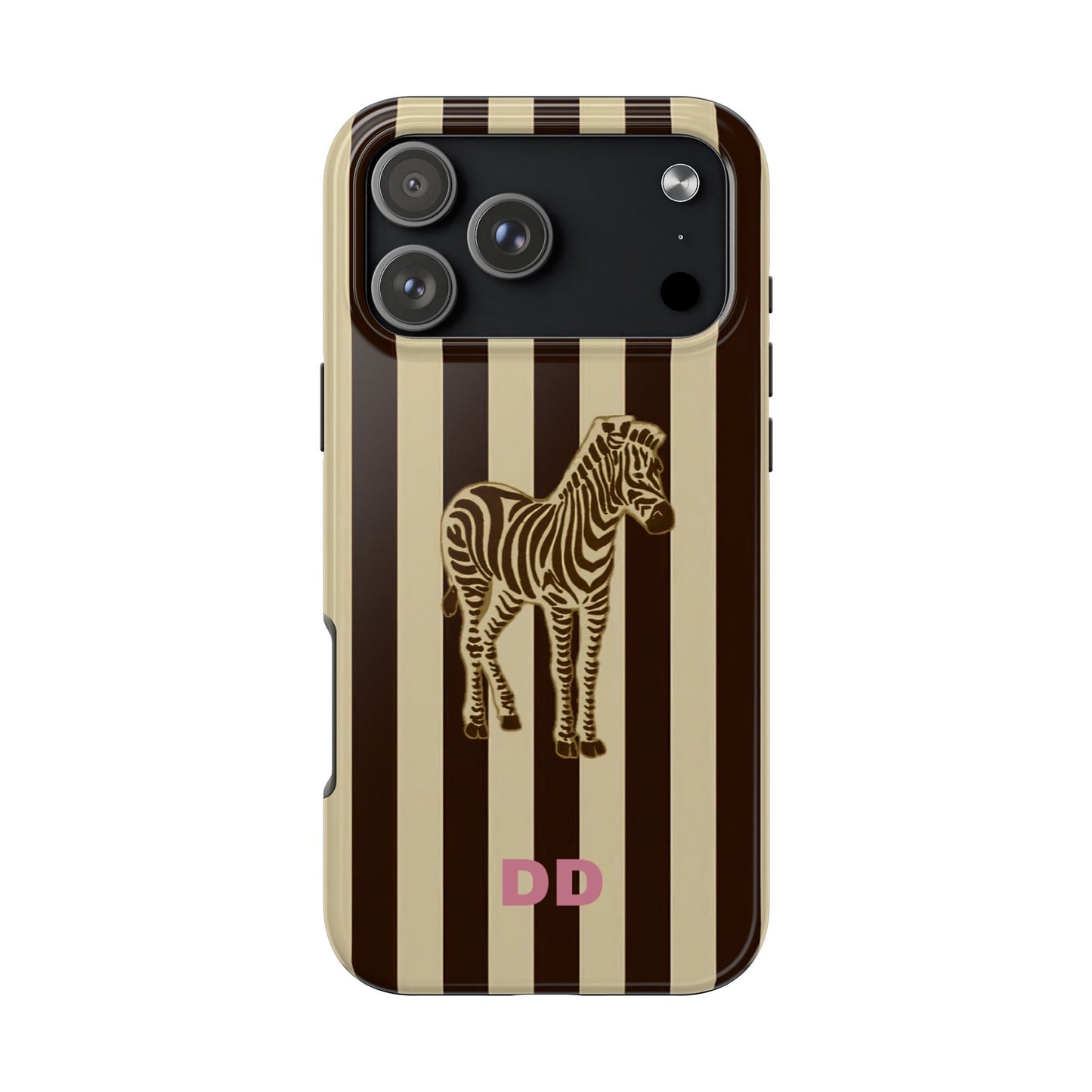 Zebra Phone Case in Charcoal & Crème Stripe