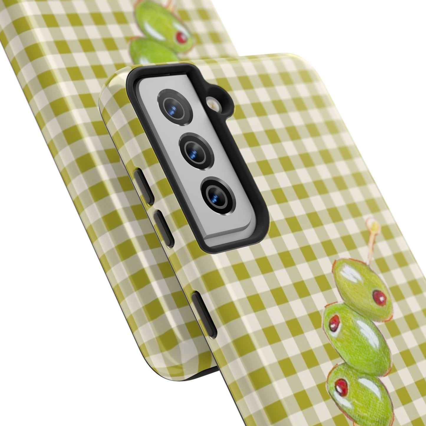 Olive Phone Case in Pear Green Checker